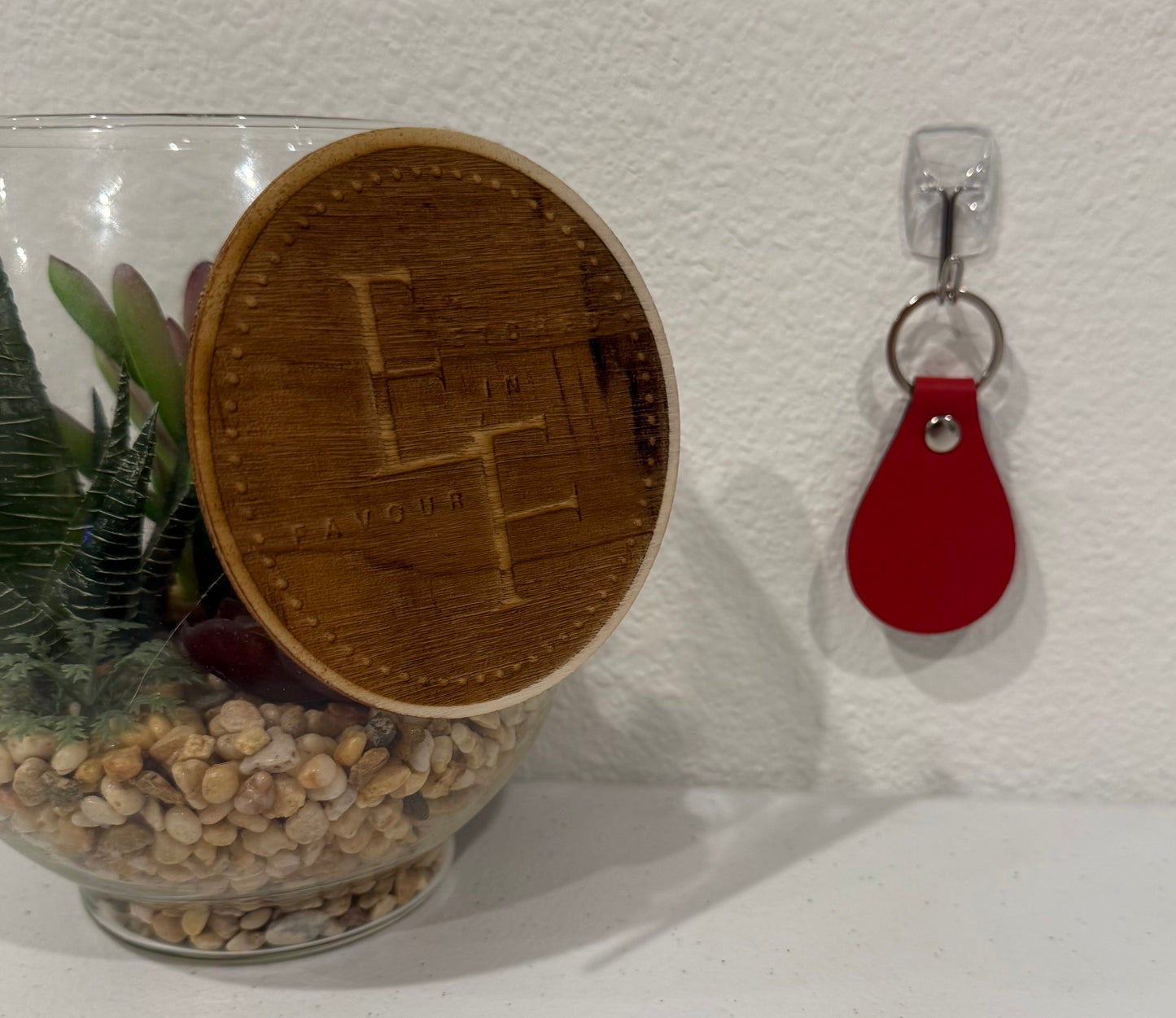 Custom Red Leatherette Keychain