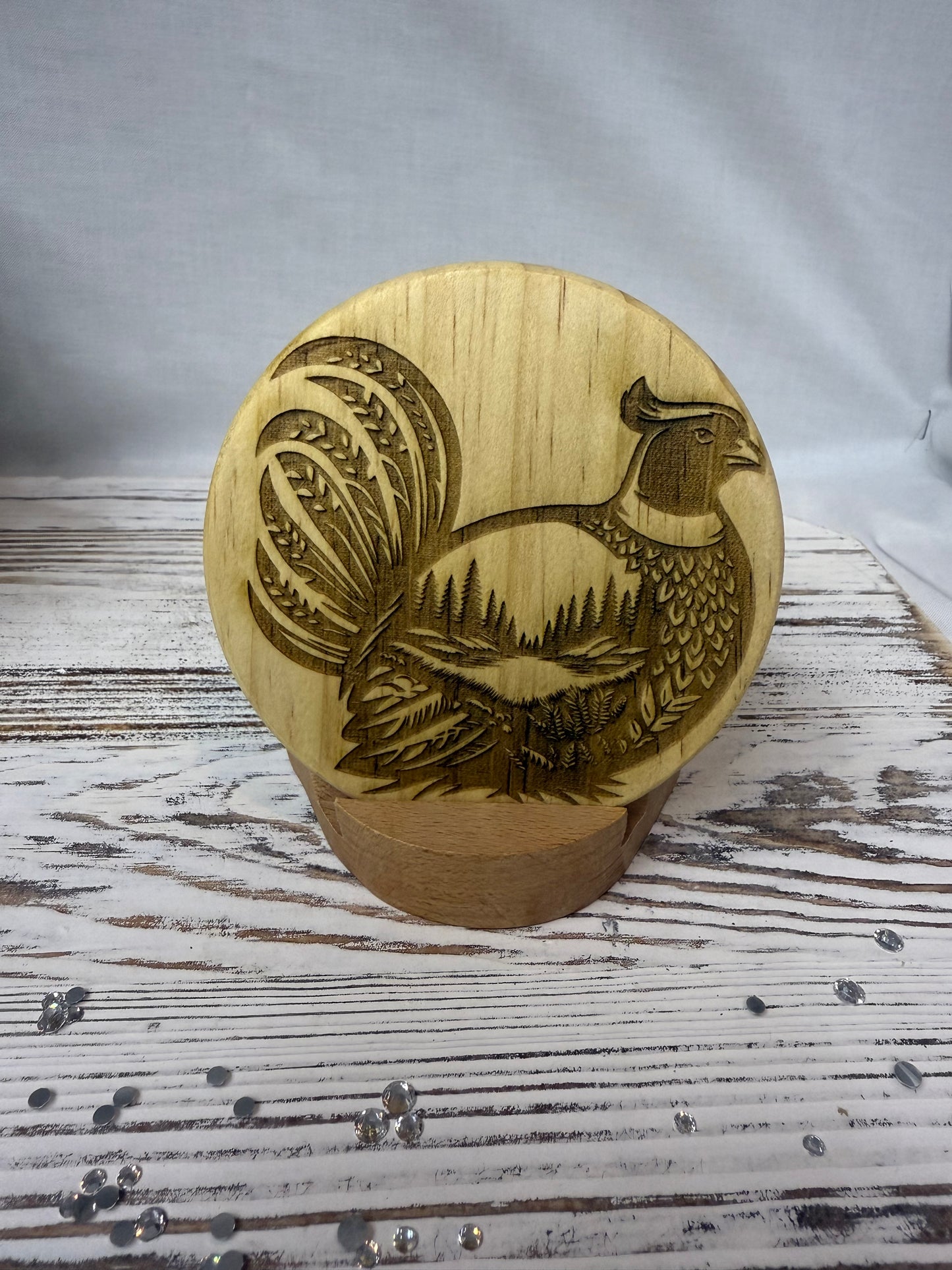 Pheasant Laser Engraved Wood Coaster