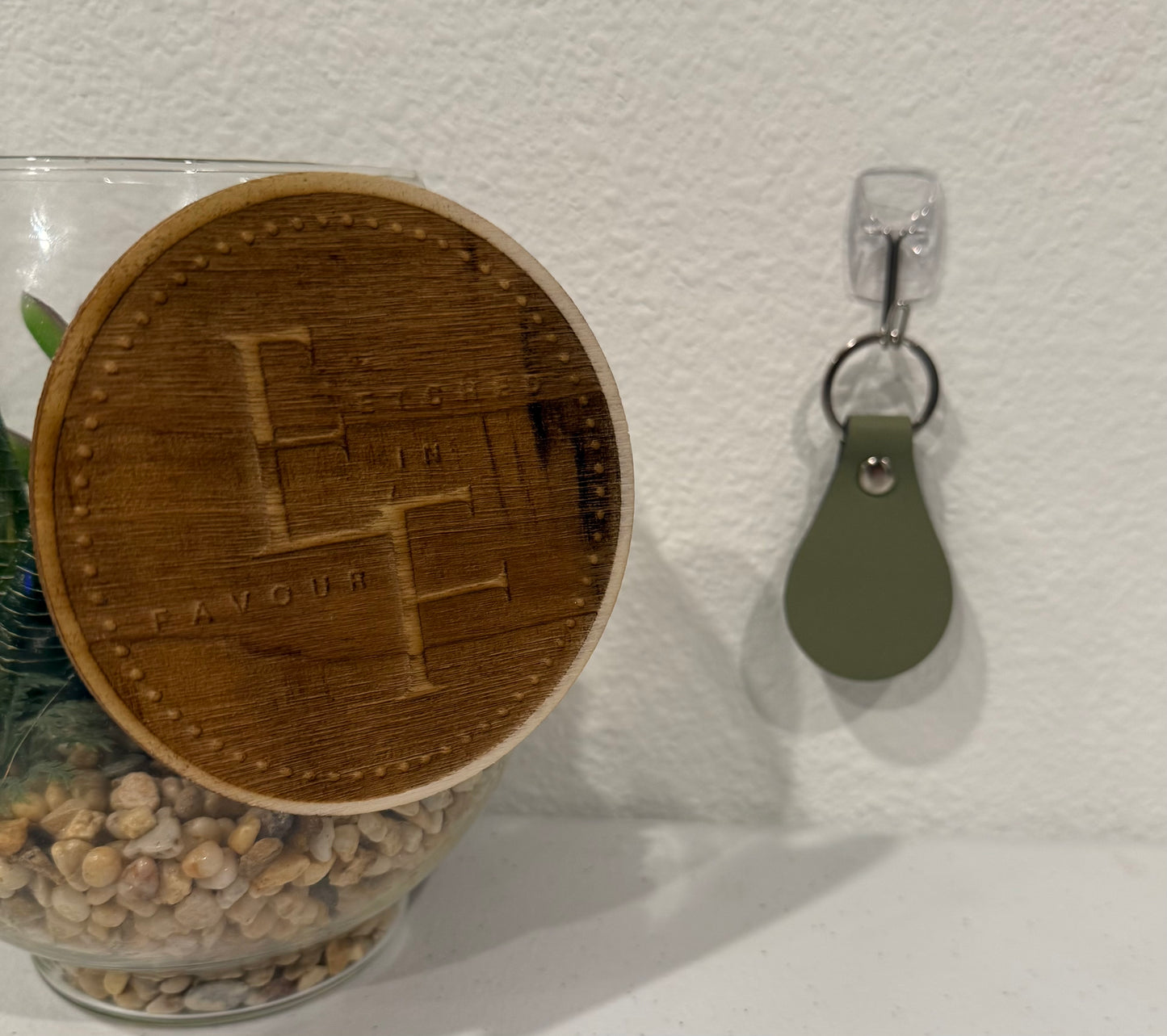 Custom Olive Green Leatherette Keychain