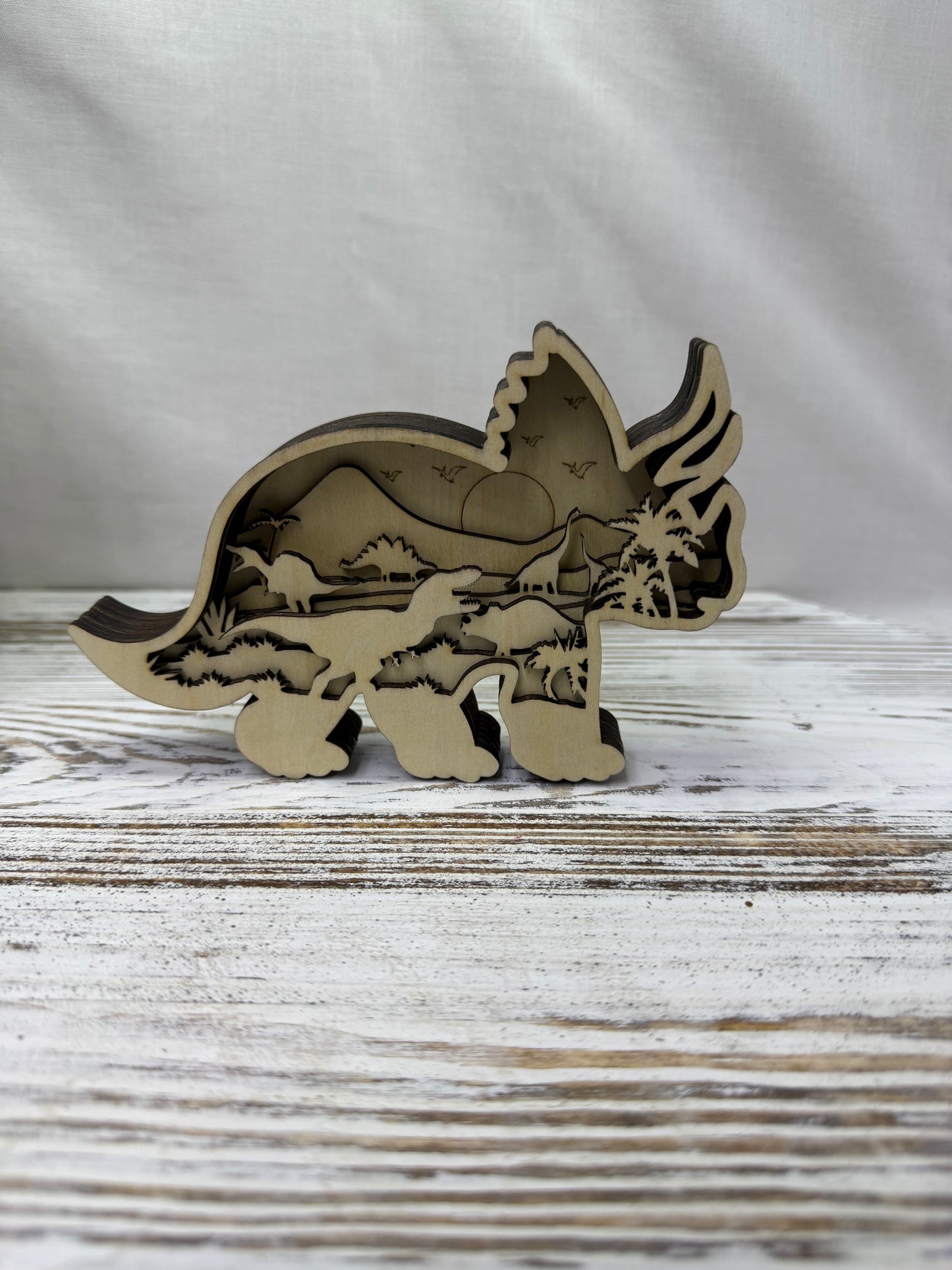 Triceratops Multilayer Wood Decor