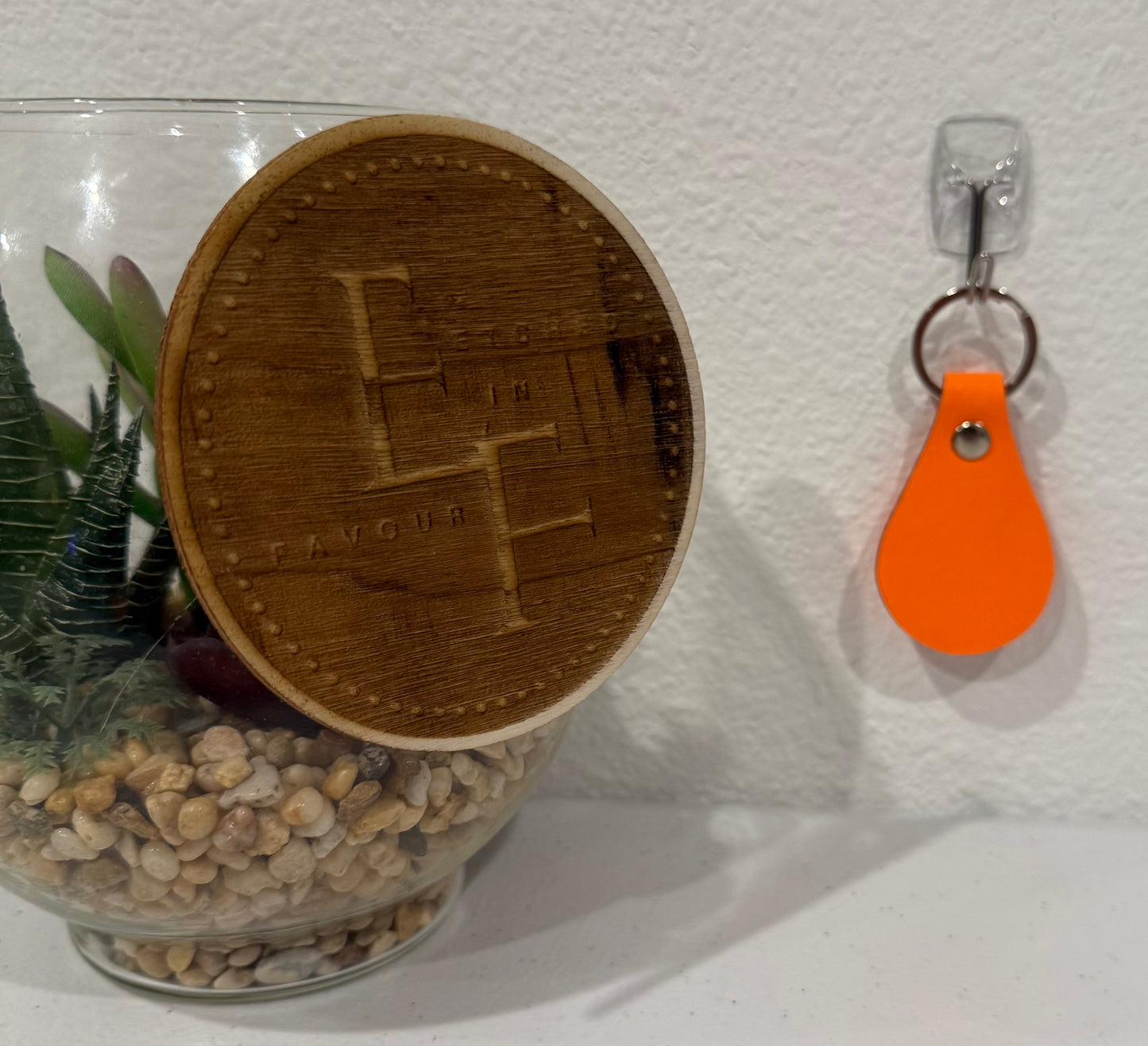 Custom Orange Leatherette Keychain