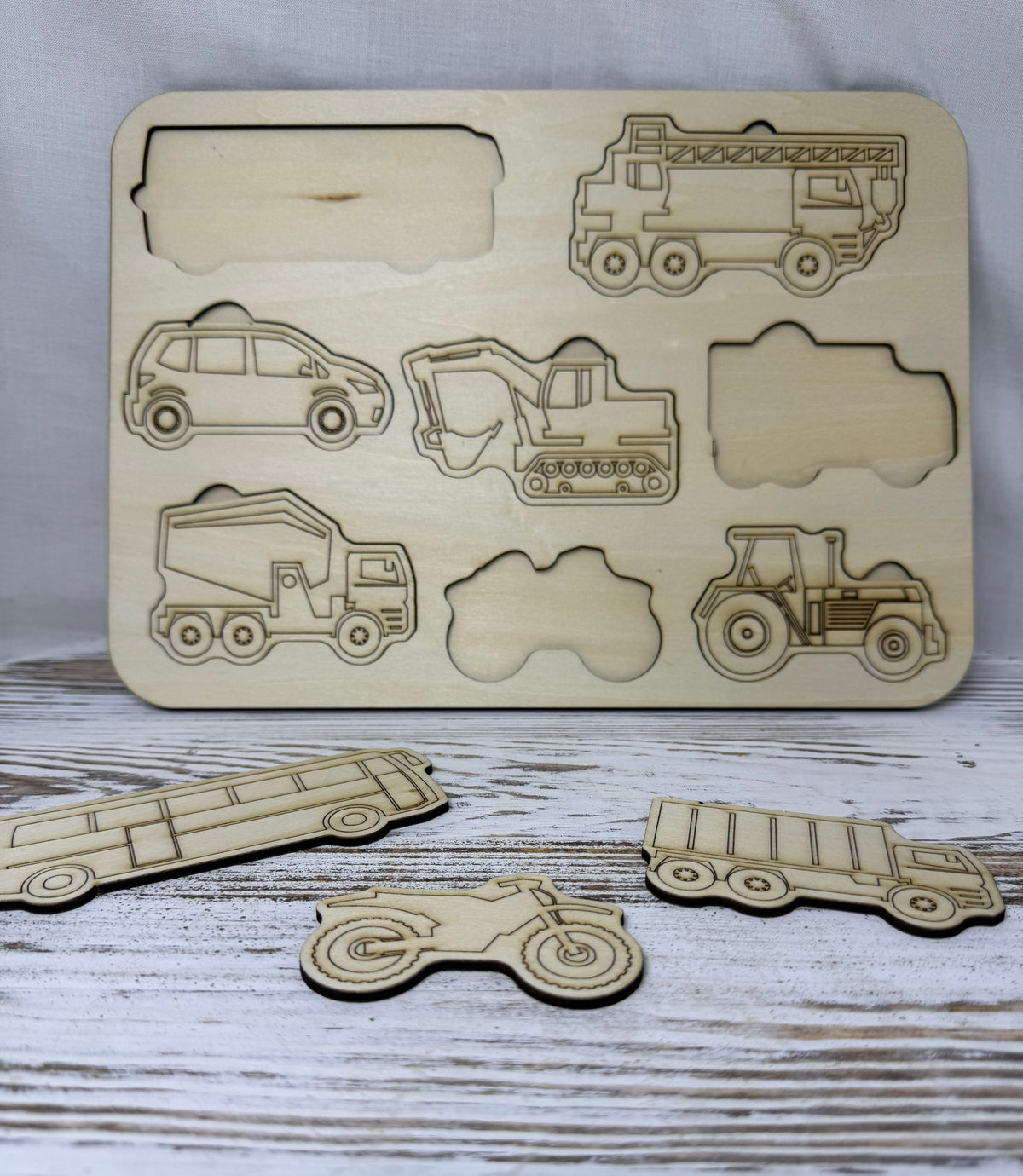 Vehicle Exploration Wooden Puzzle – Kids Learning Board