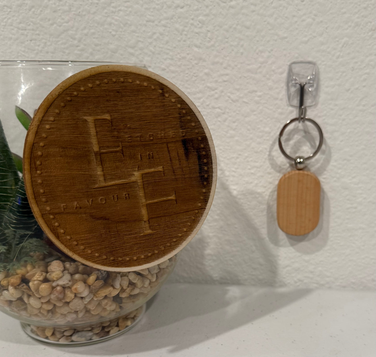 Custom Wood Oval Keychain