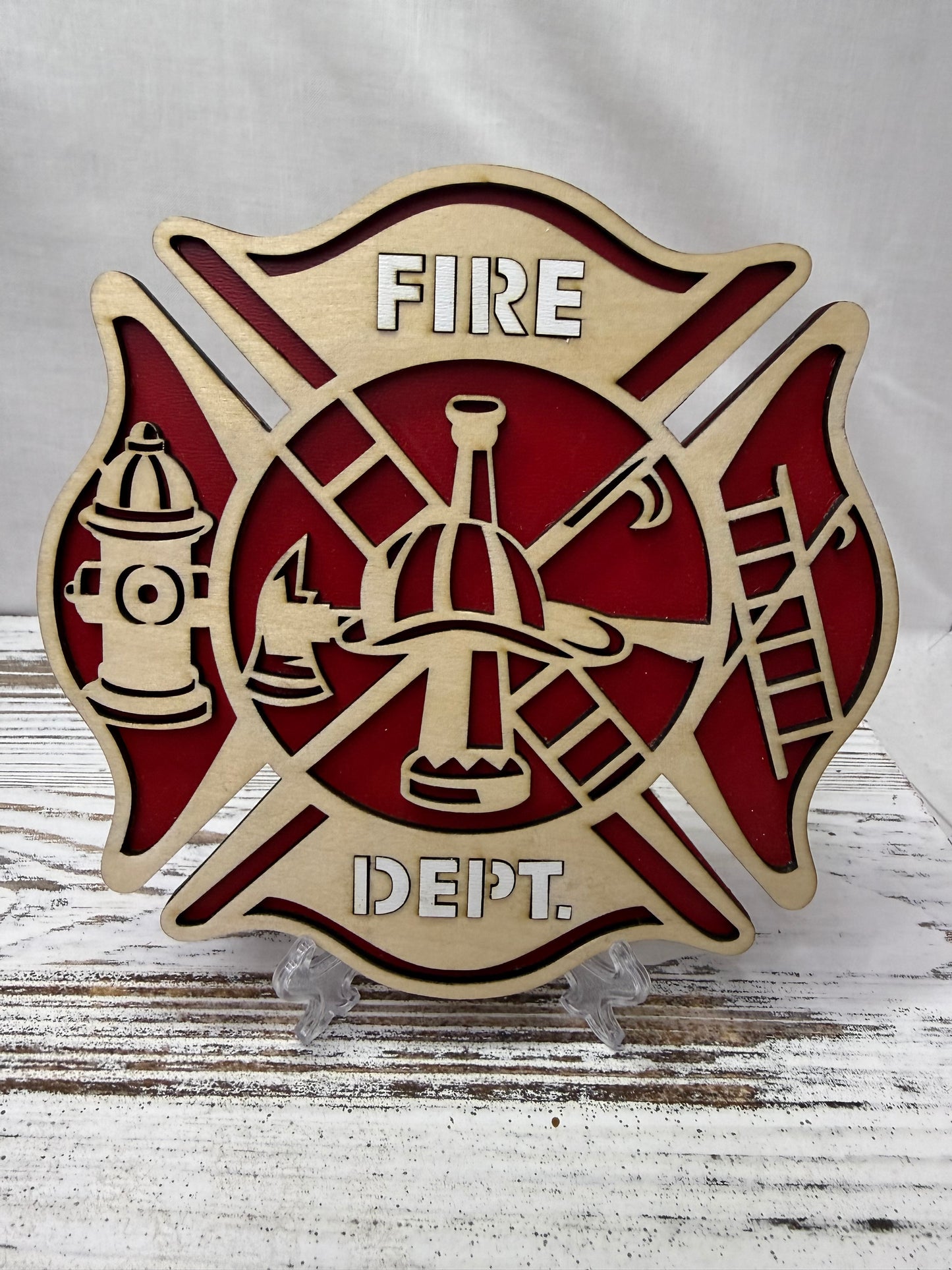 Fire Department Multilayer Wood Decor