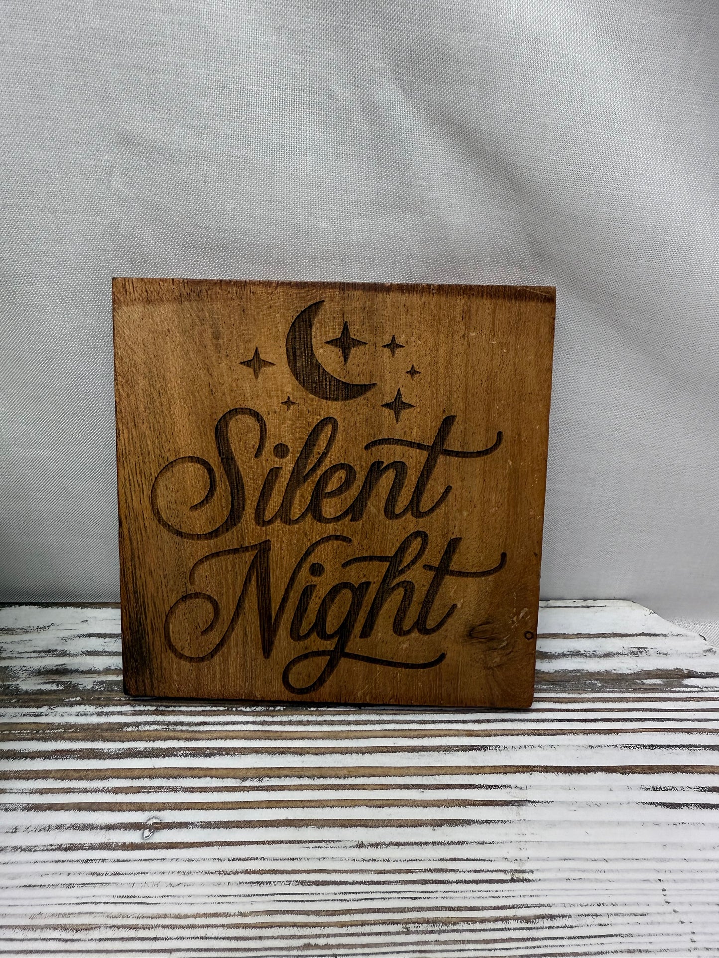 Silent Night Acacia Coaster