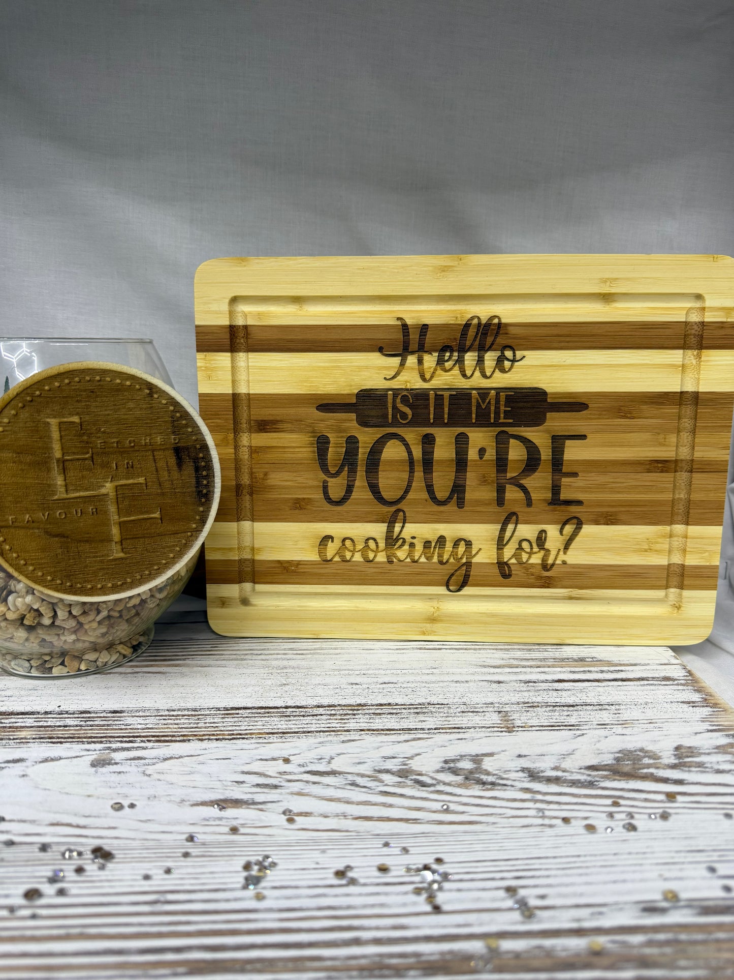 “Hello, Is It Me You’re Cooking For?” Laser Engraved Bamboo Cutting Board