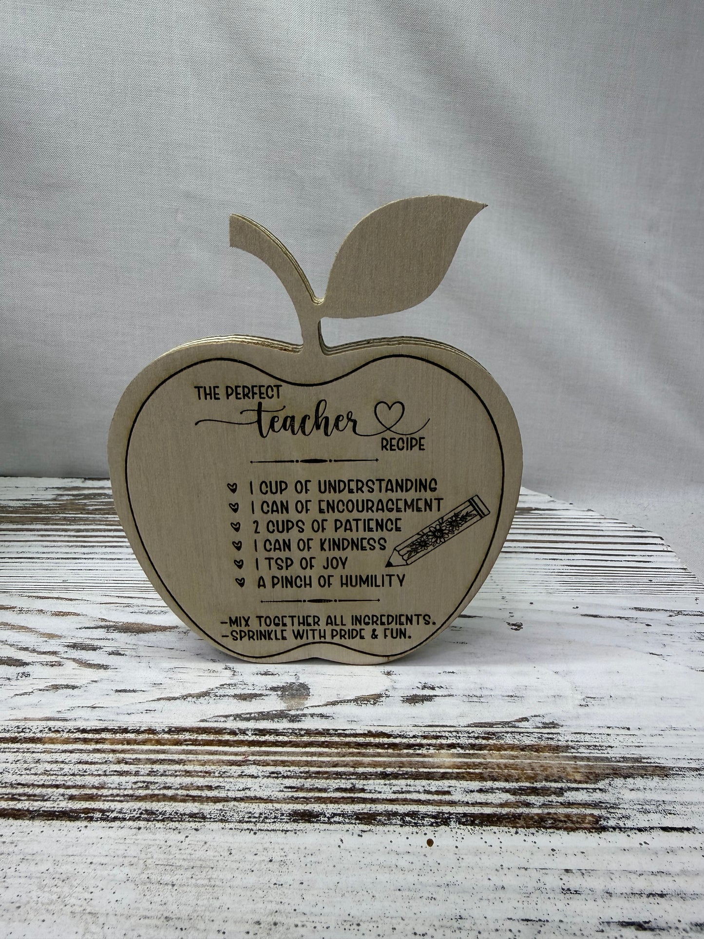 The Perfect Teacher Recipe Laser Cut Apple