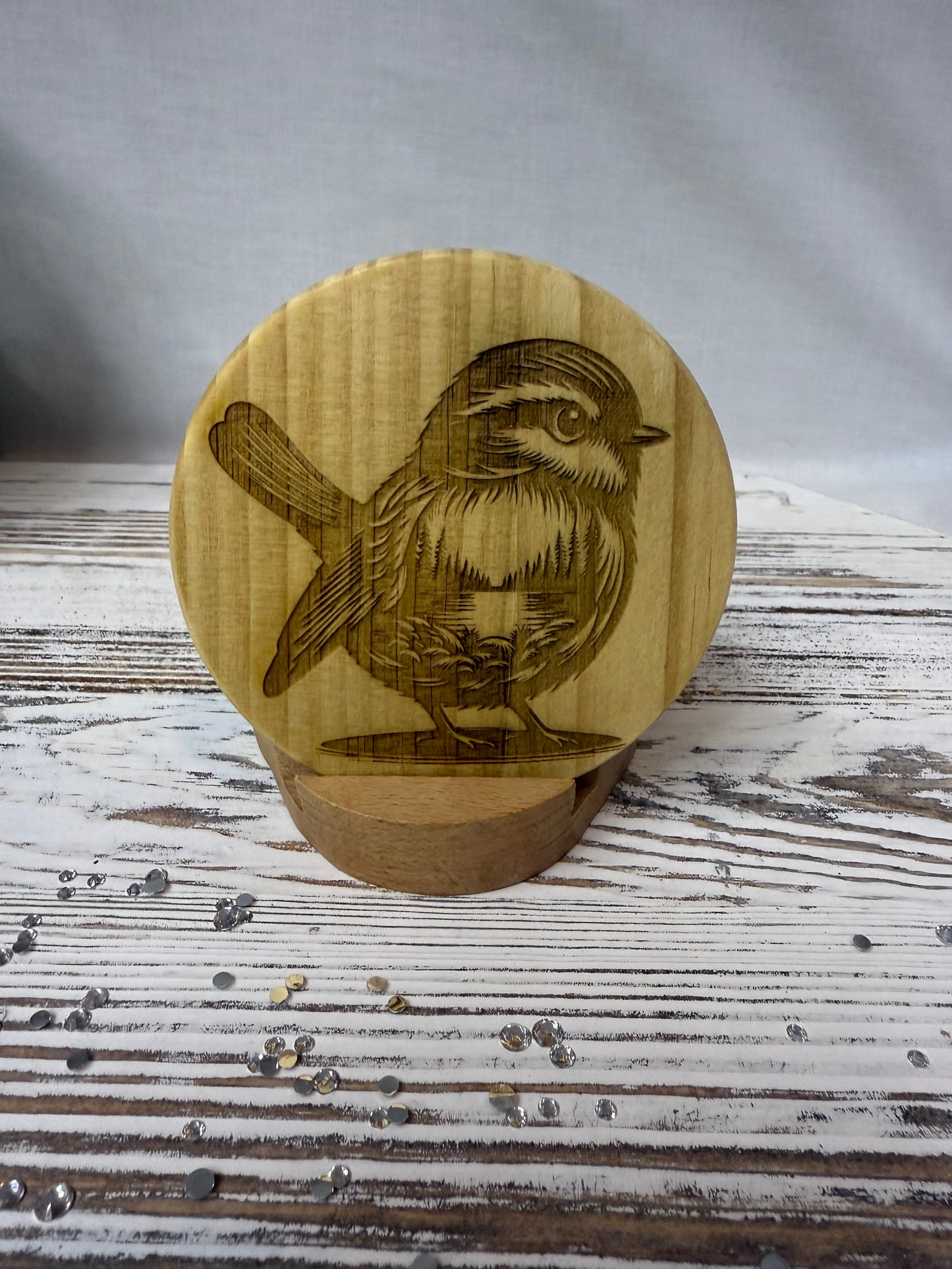 Songbird Laser Engraved Wood Coaster