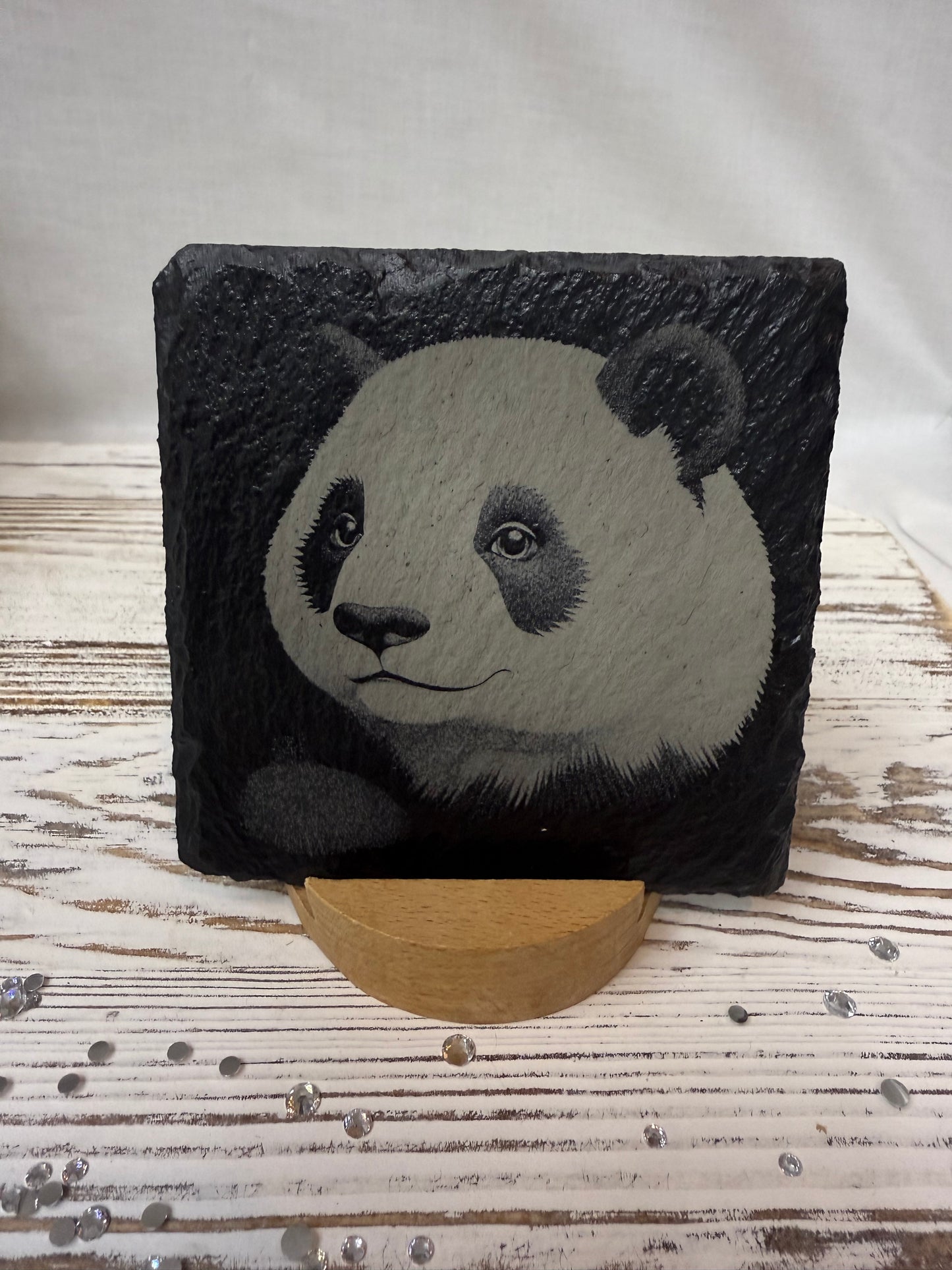 Panda Laser Engraved Slate Coaster