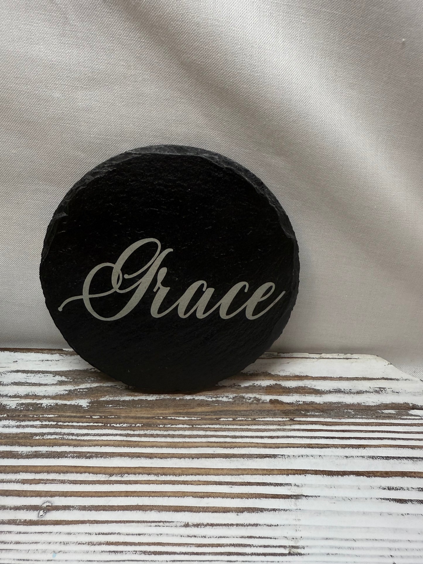 Grace Laser Engraved Slate Coaster