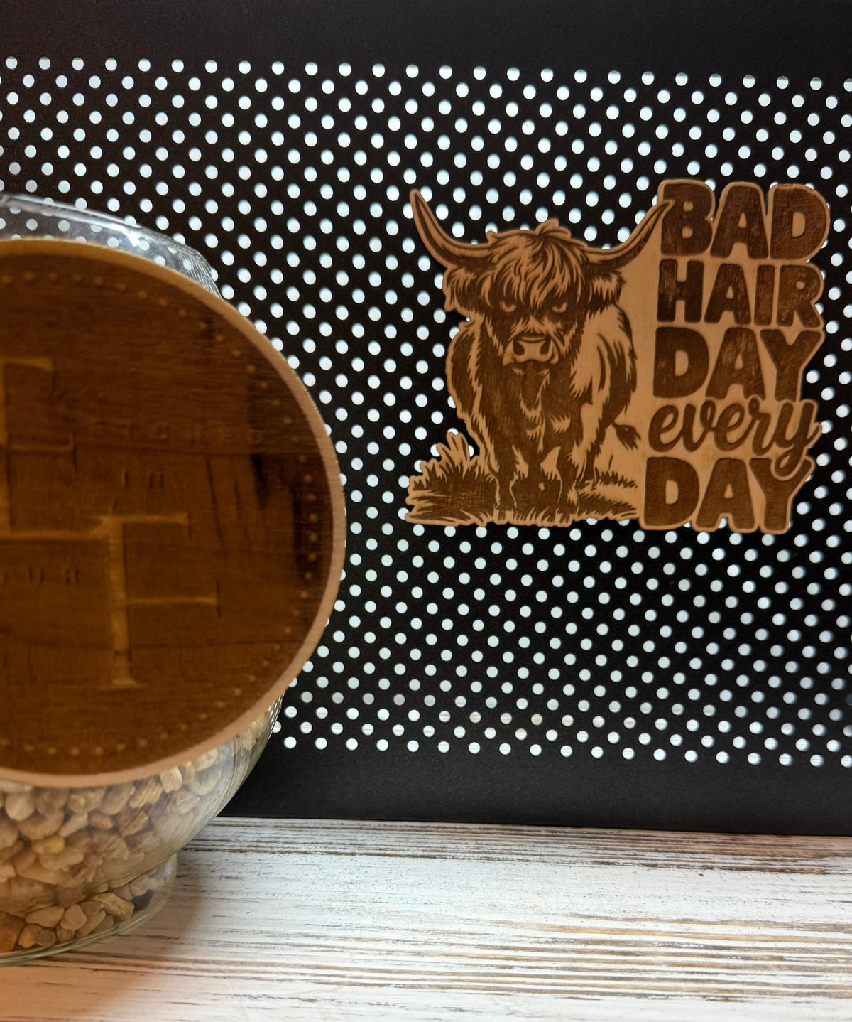 Bad Hair Day Laser Engraved Wood Magnet