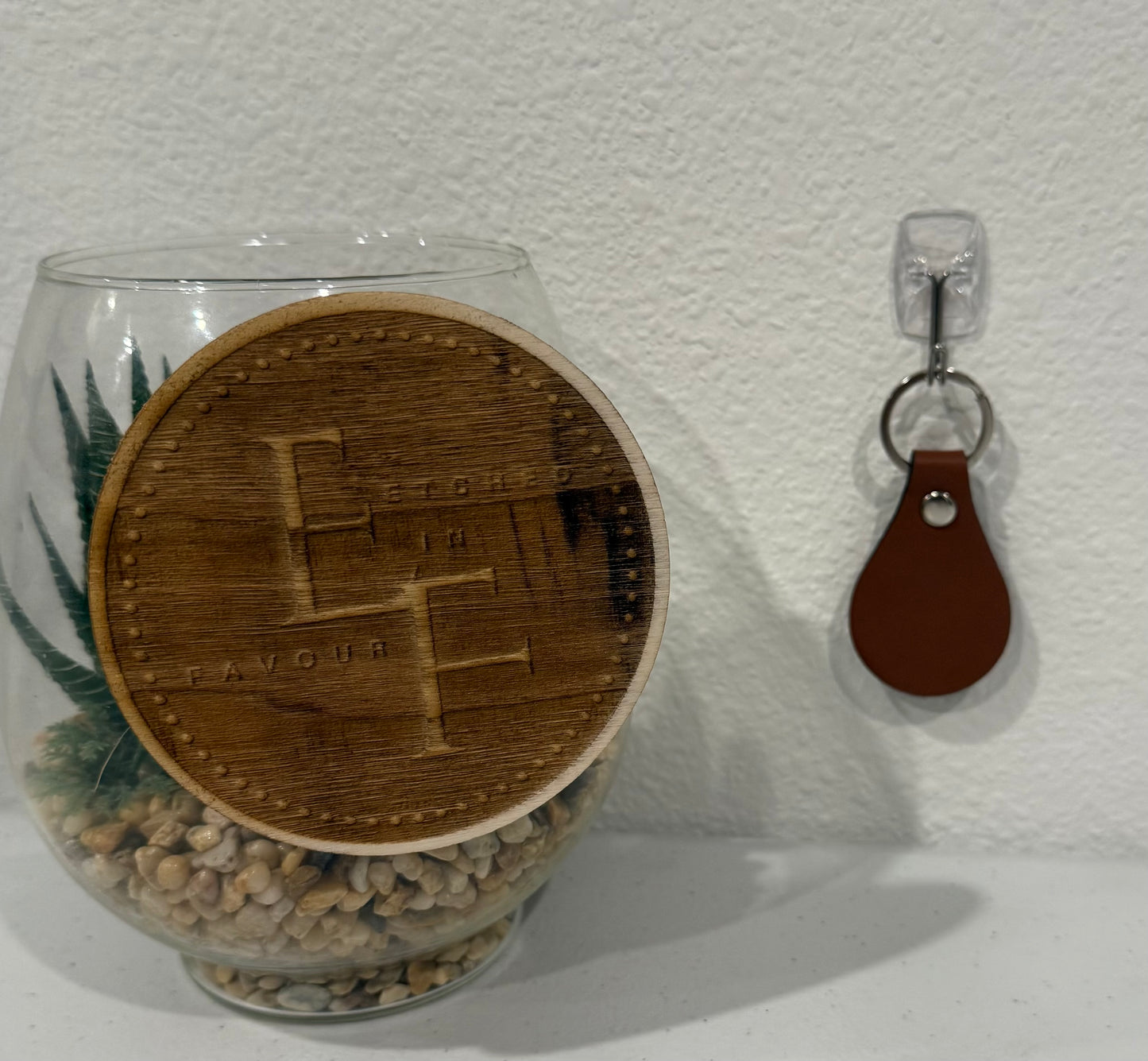 Custom Brown Leatherette Keychain