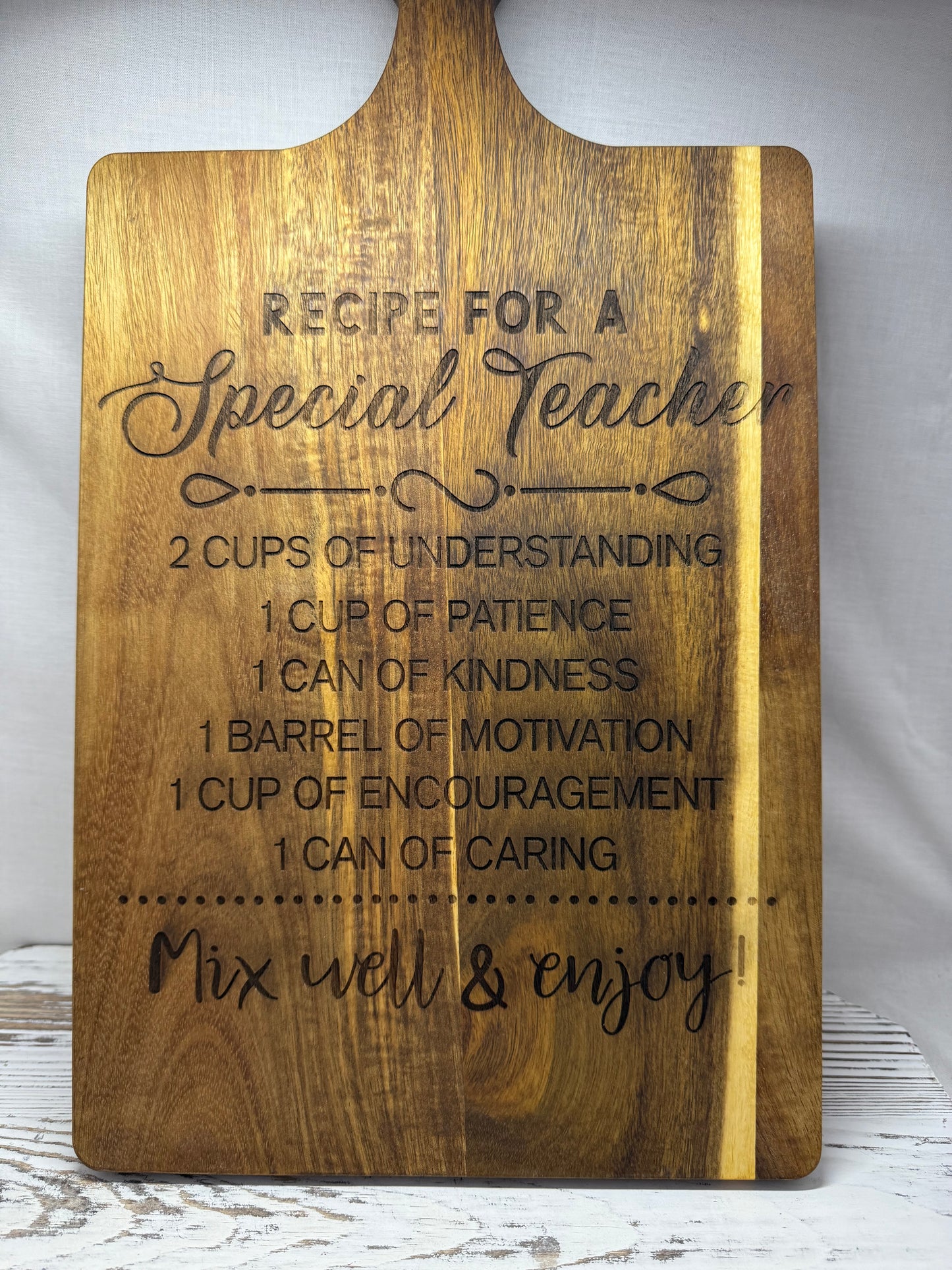 Teacher Recipe Cutting Board