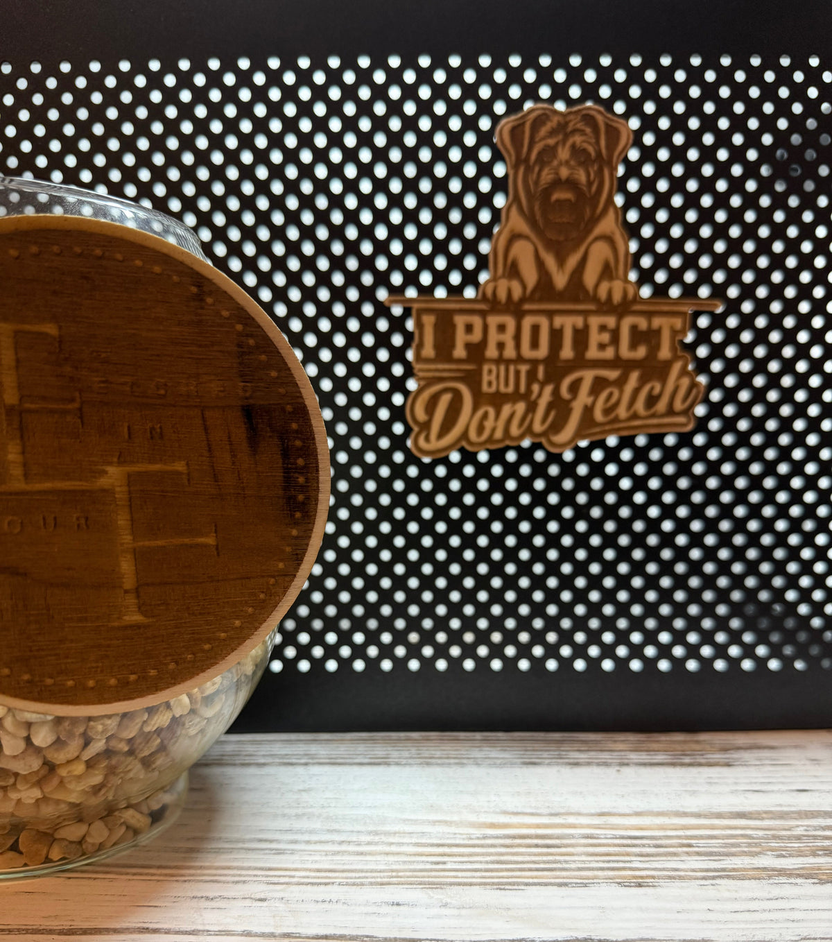 I Protect But Don't Fetch Laser Engraved Wood Magnet