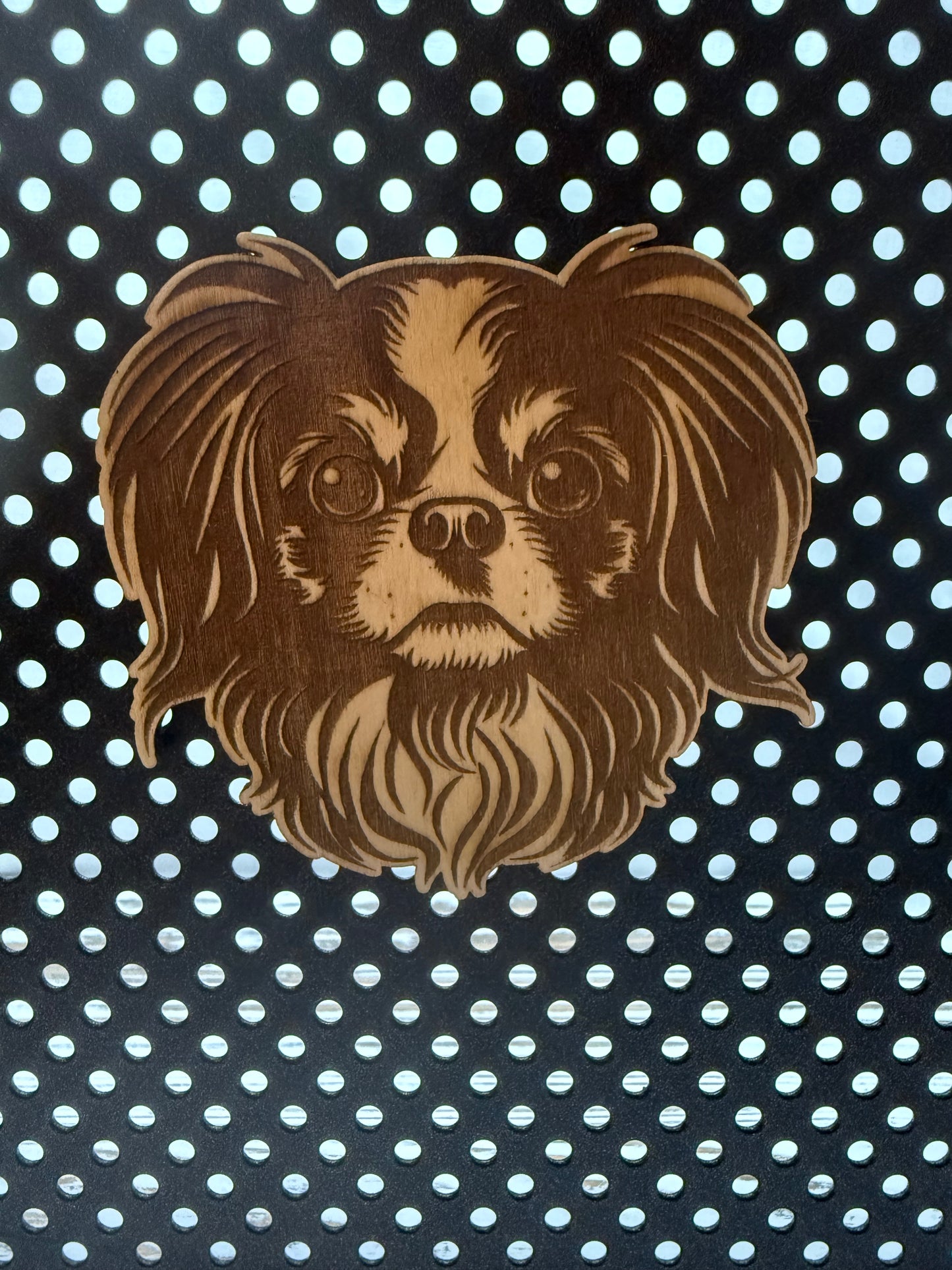Japanese Chin -Dog Laser Engraved Wood Magnet