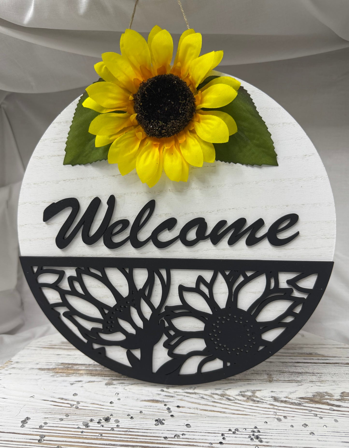 Sunflower Welcome Sign – Laser Cut Layered Door Hanger