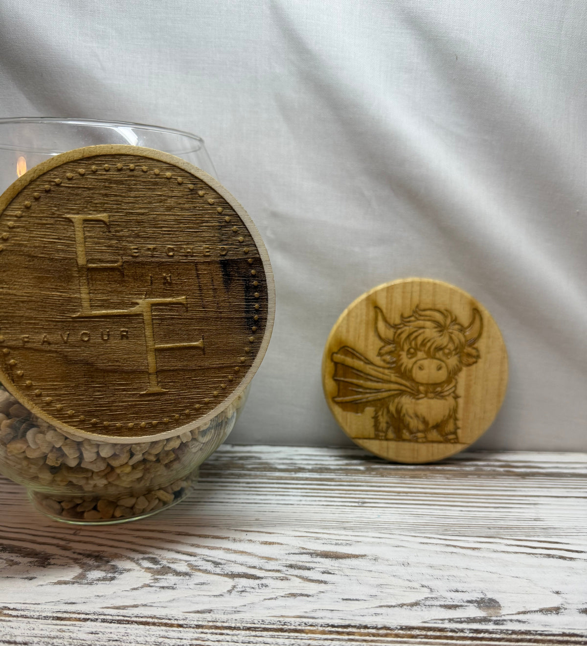 Highland Cow with Cape Laser Engraved Wood Coaster