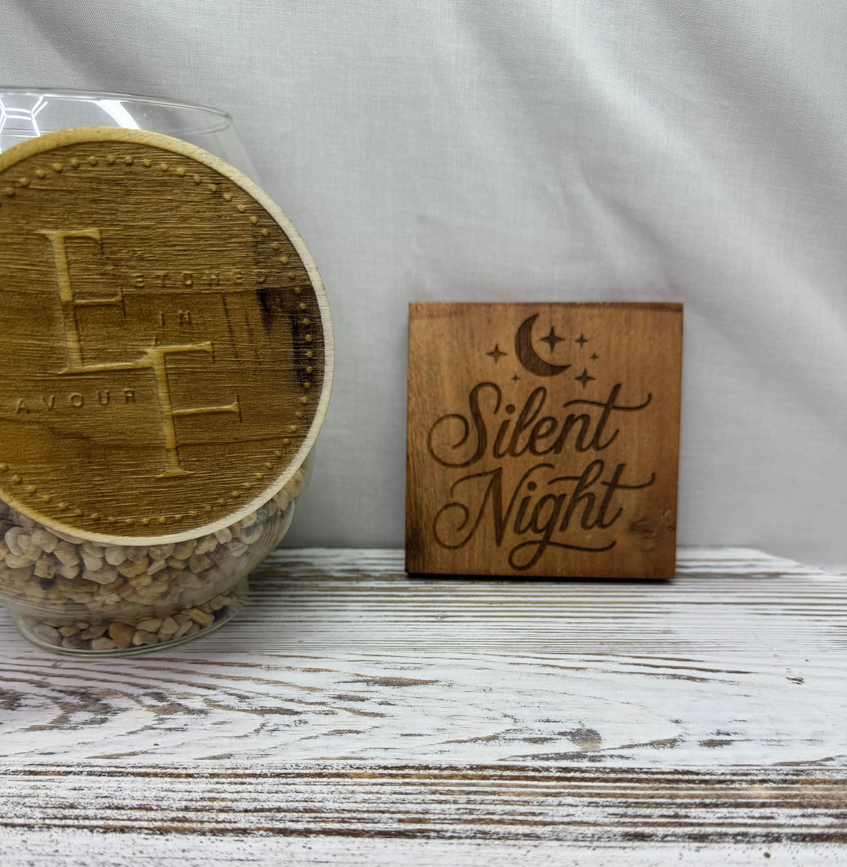 Silent Night Acacia Coaster