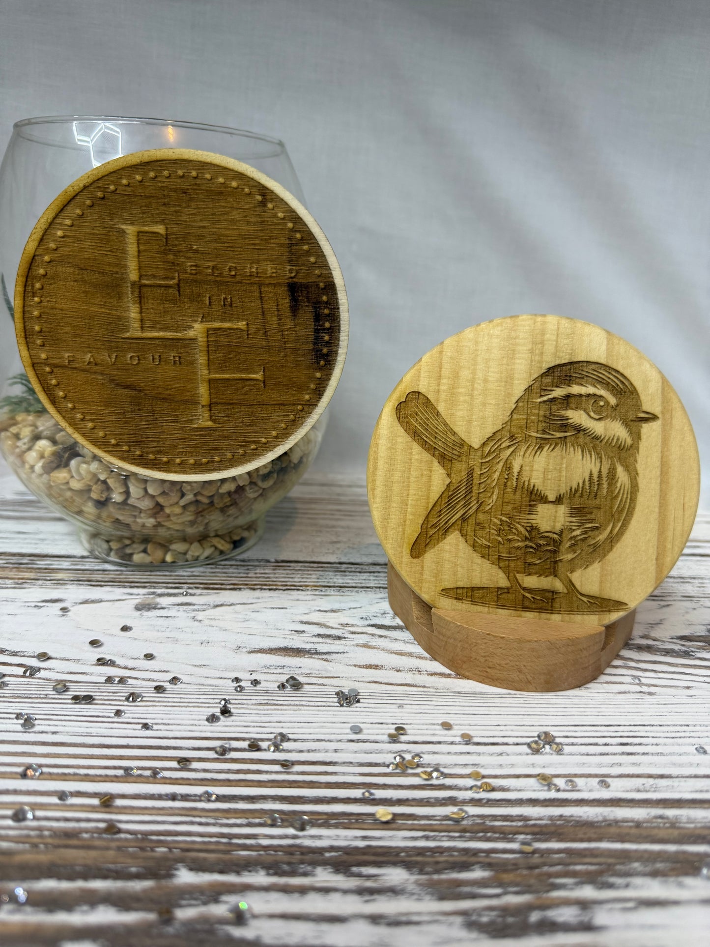 Songbird Laser Engraved Wood Coaster