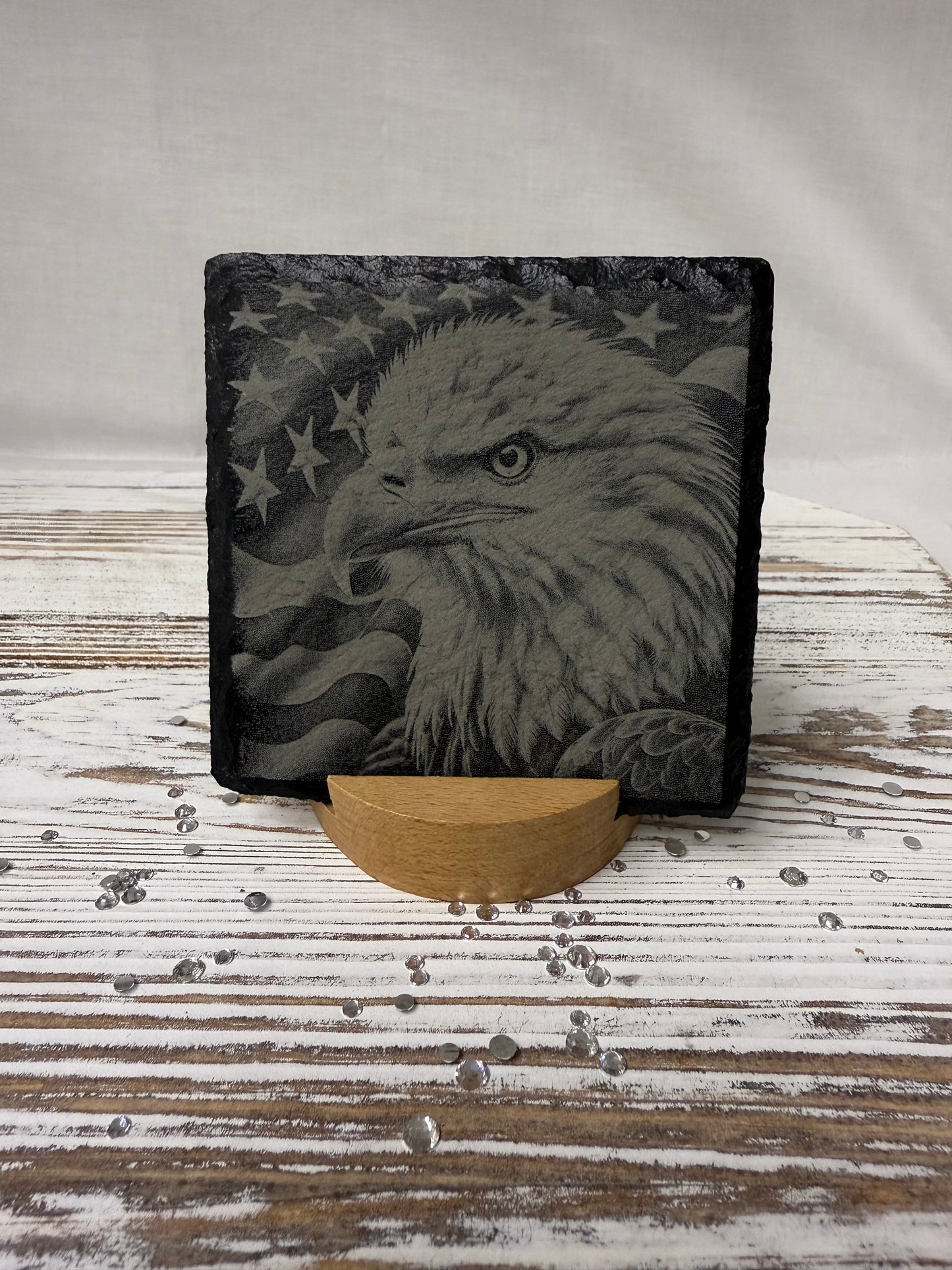 Eagle Laser Engraved Slate Coaster