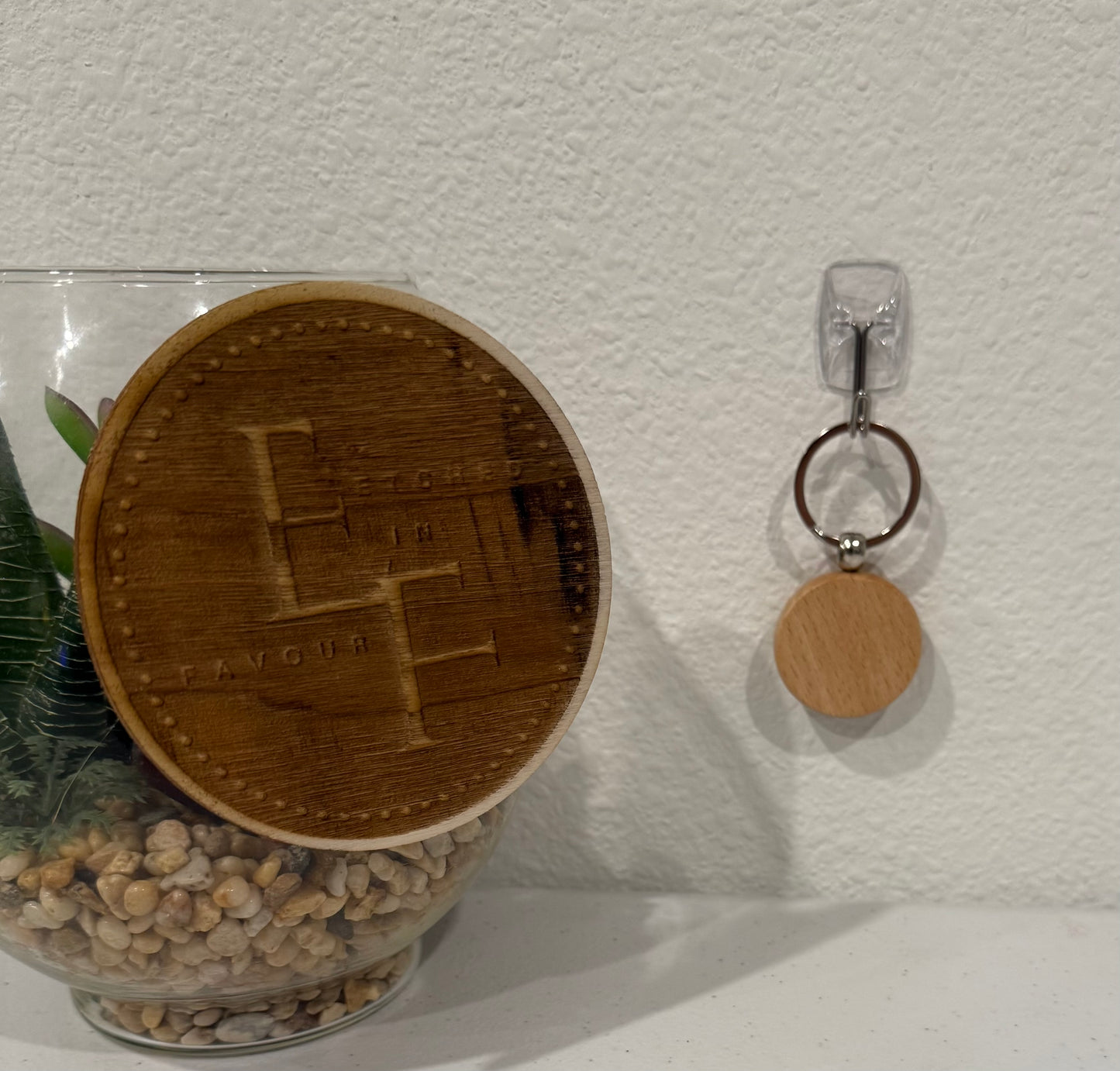 Custom Wood Circle Keychain