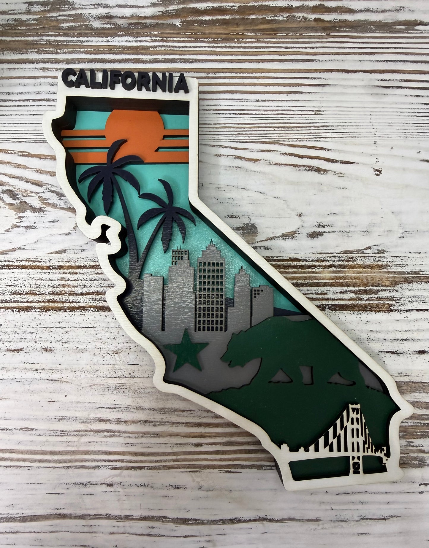 California Layered Wood Display