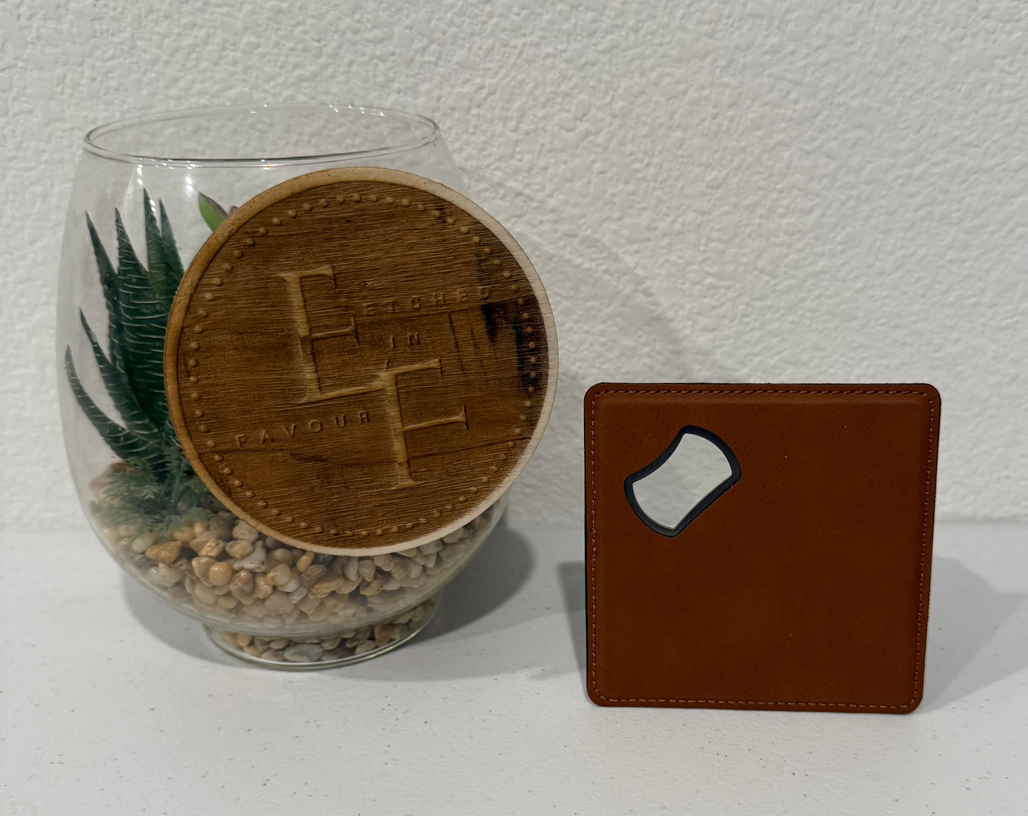Custom Rawhide Leatherette Coaster/Bottle Opener
