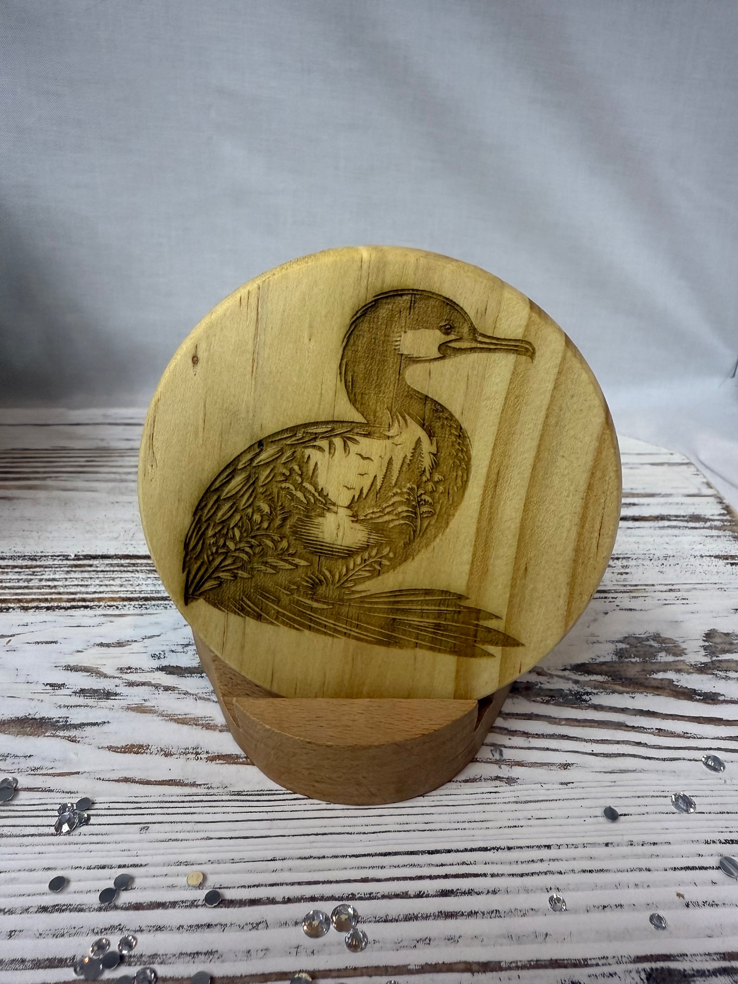 Loon Bird Laser Engraved Wood Coaster