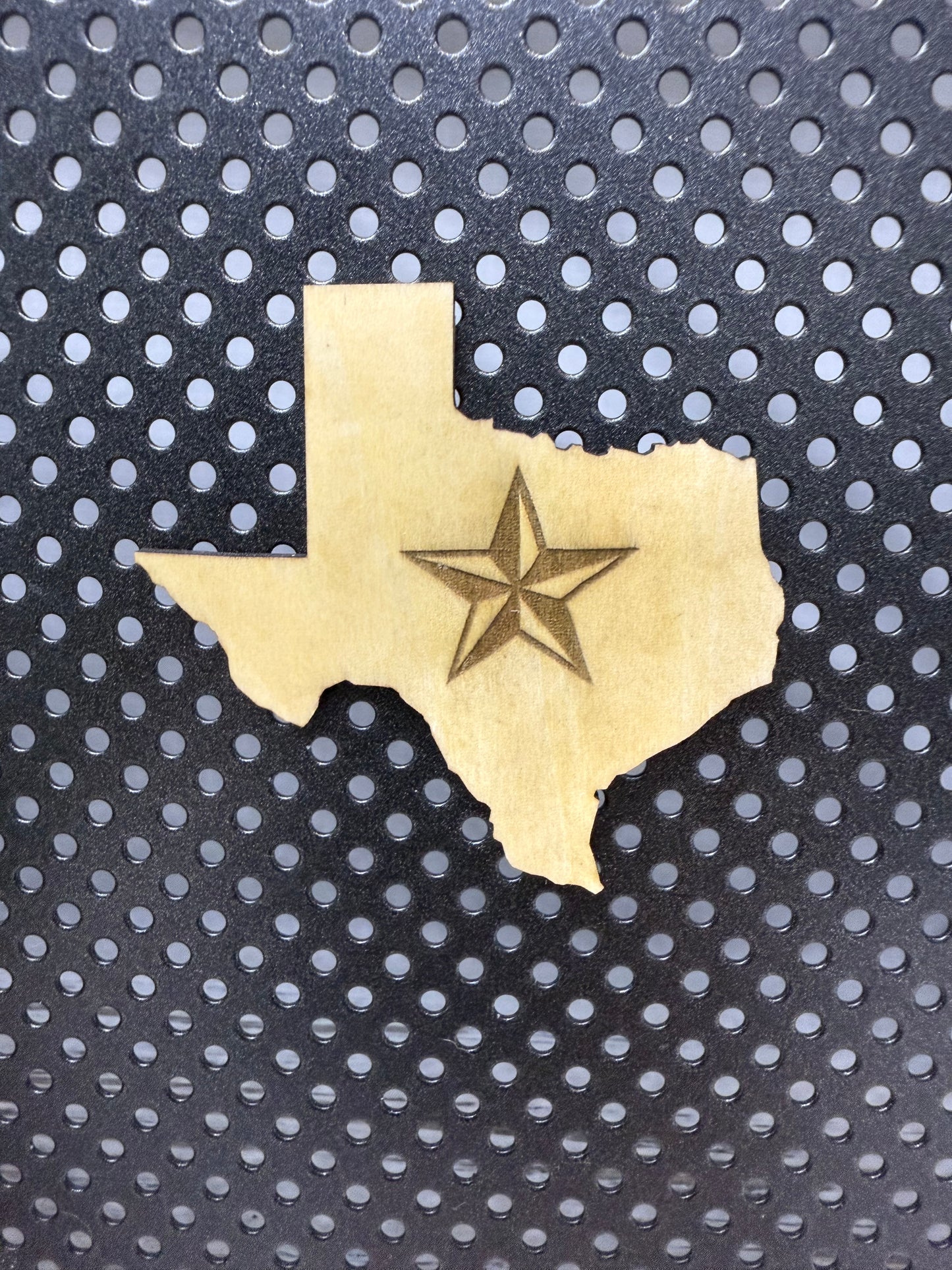Texas State Wooden Magnet with Lone Star Engraving