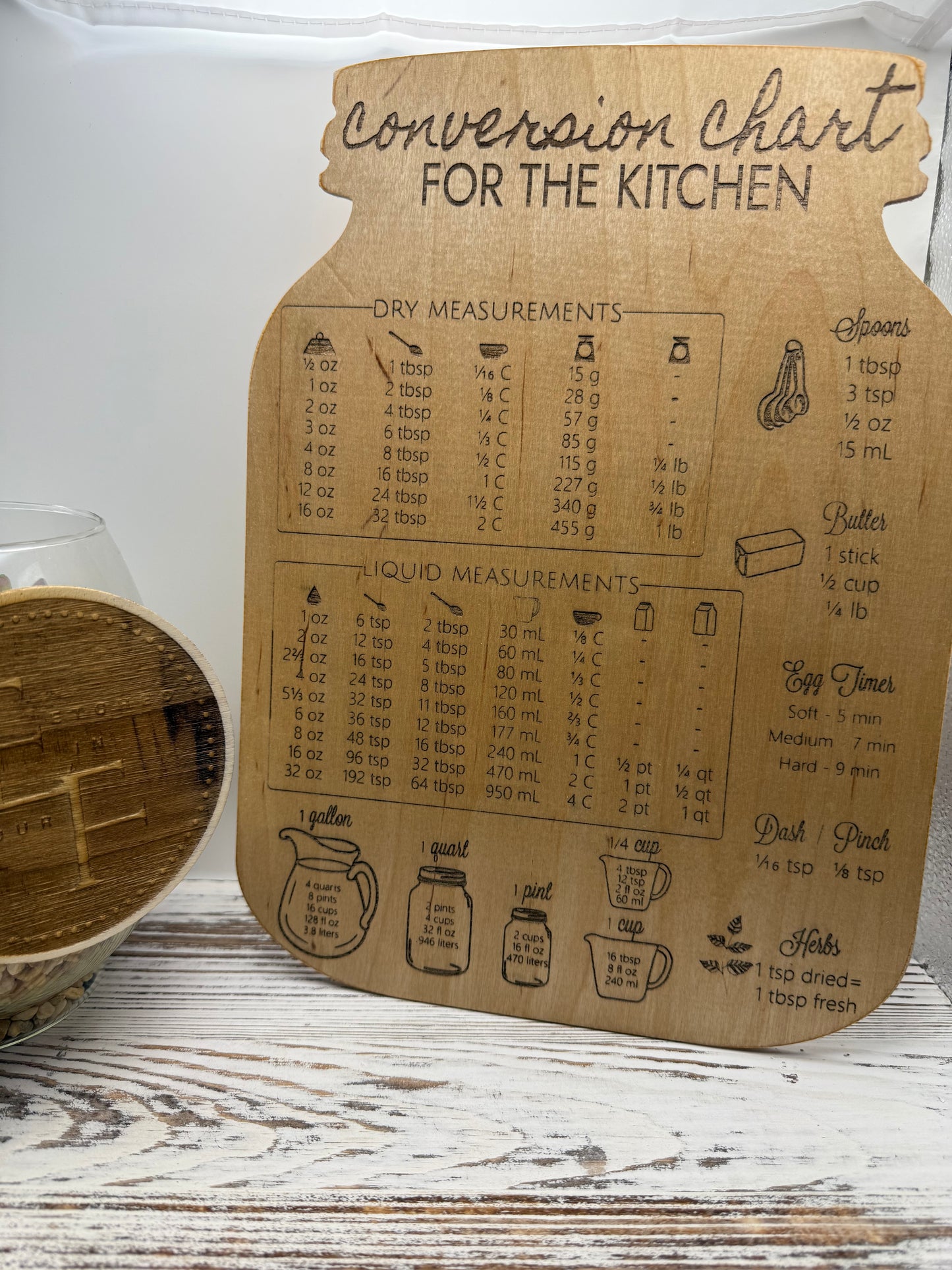 Laser Engraved Kitchen Conversion Chart