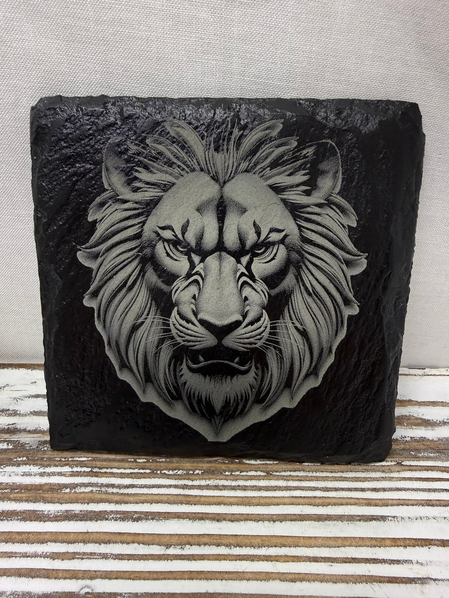 Lion Laser Engraved Slate Coaster