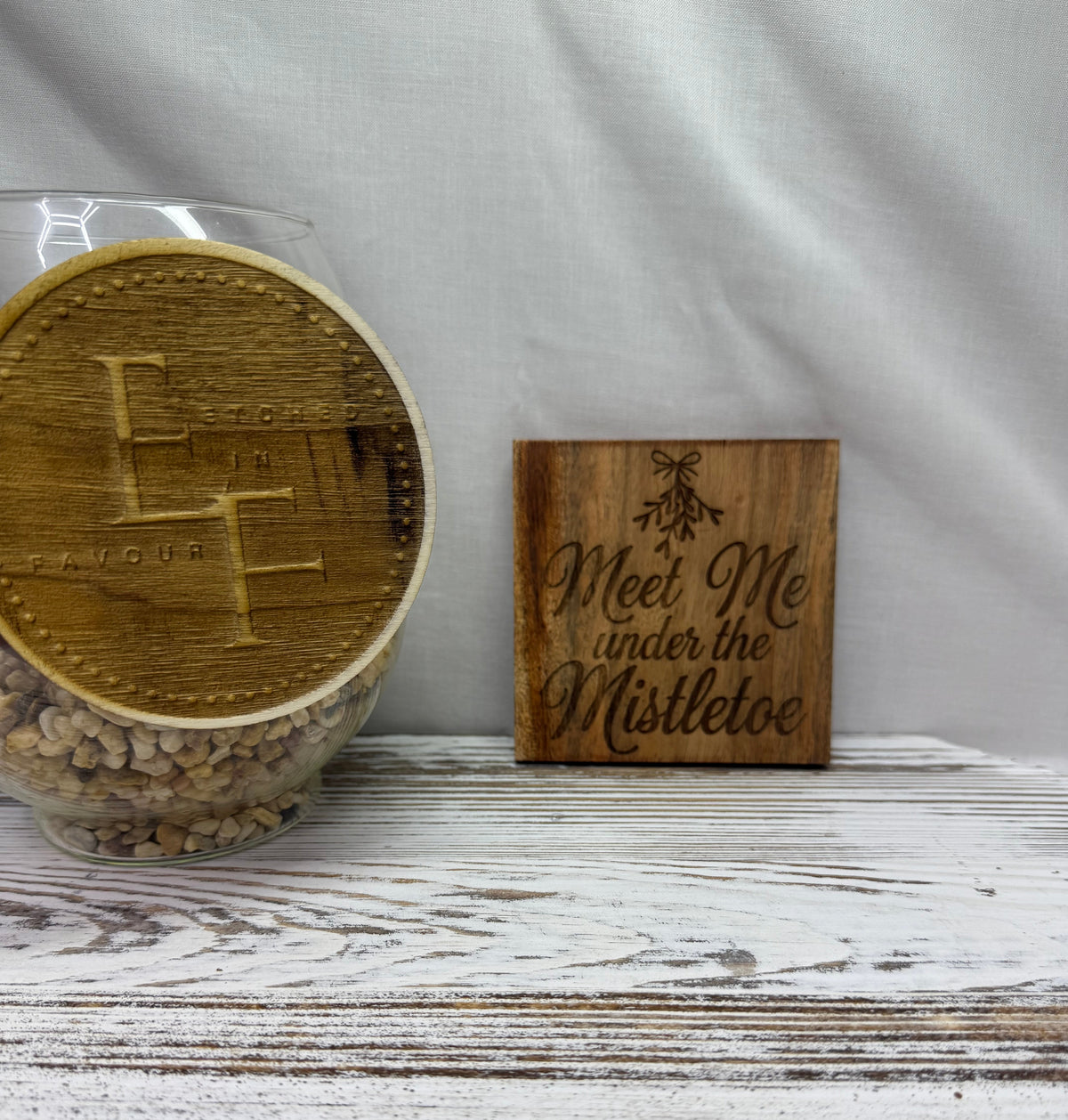 Meet Me Under the Mistletoe Acacia Coaster