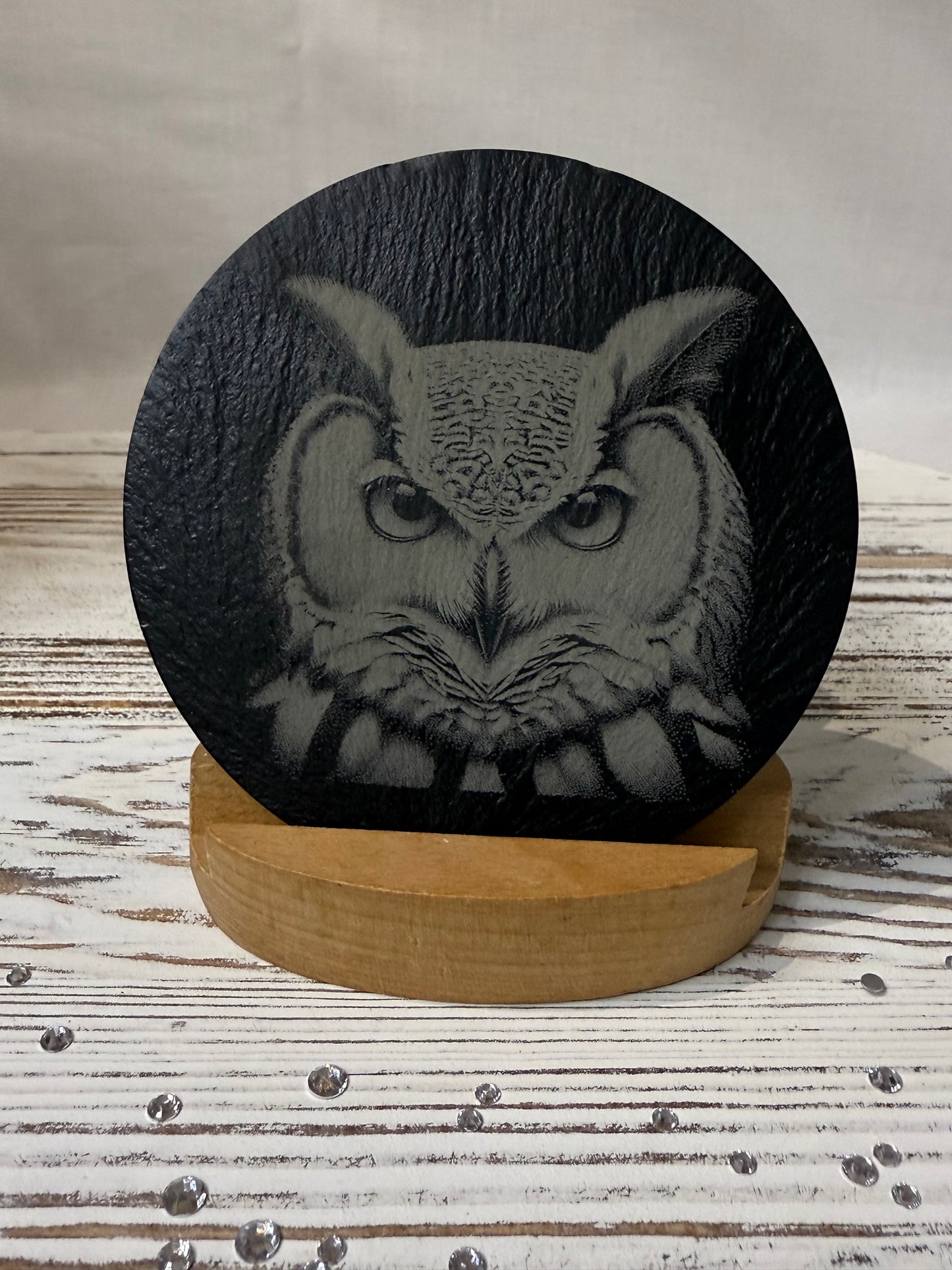 Owl Laser Engraved Slate Coaster