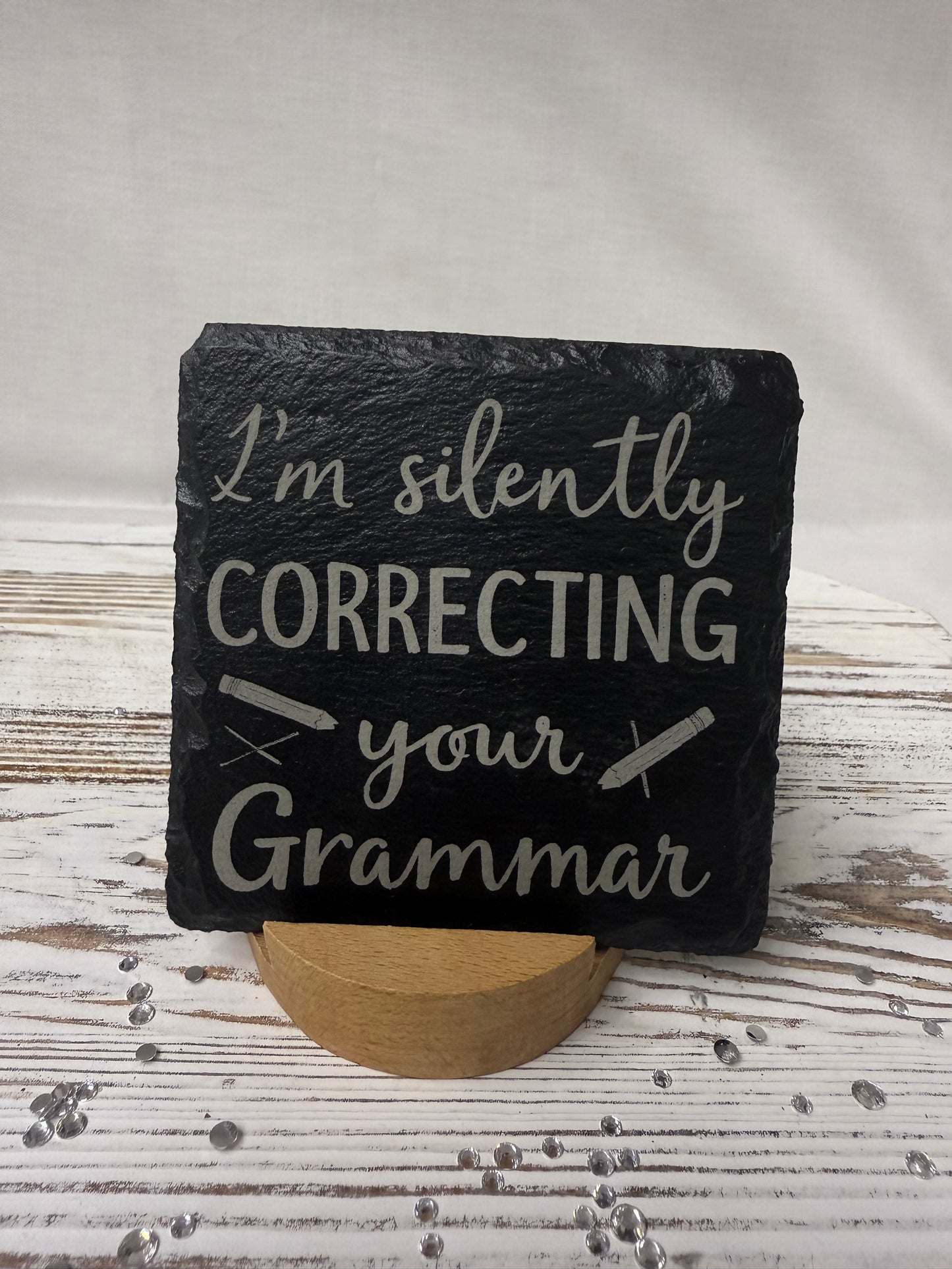 Silently Correcting Laser Engraved Slate Coaster