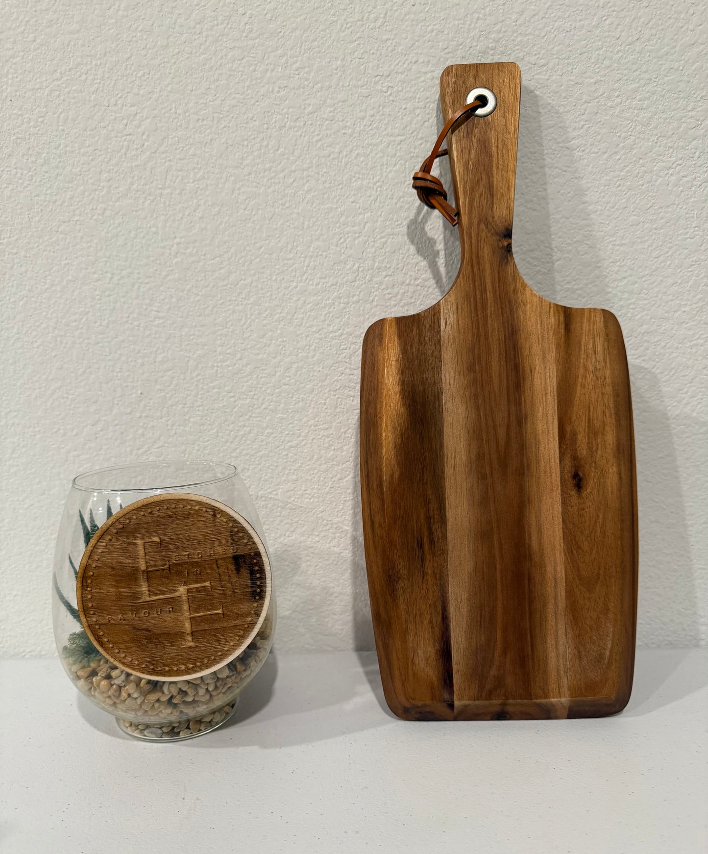 Custom Acacia Cutting Board with Handle - Small