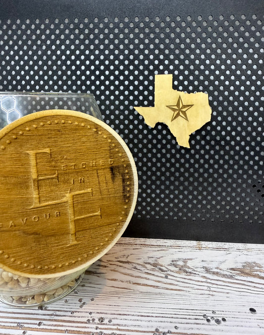 Texas State Wooden Magnet with Lone Star Engraving