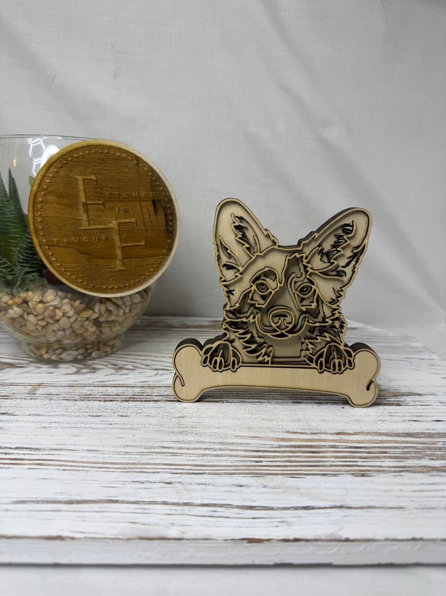 Corgi Multilayer Wood Decor