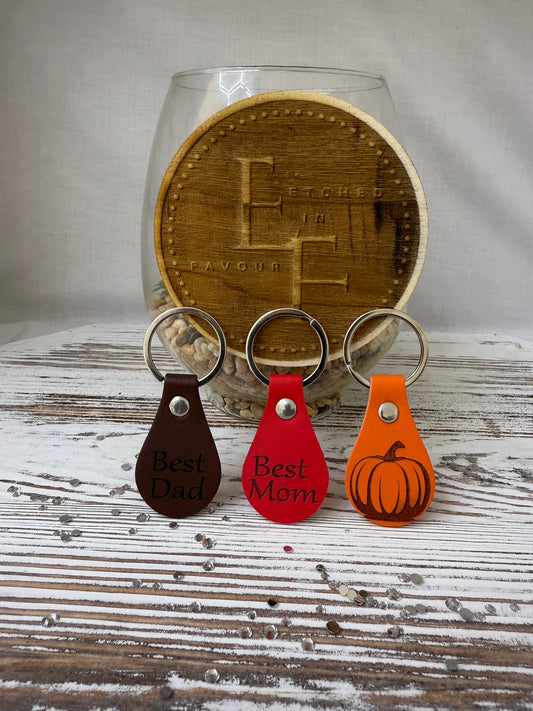 Best Dad- Best Mom- Fall Pumpkin Keychain | Laser Engraved Gift