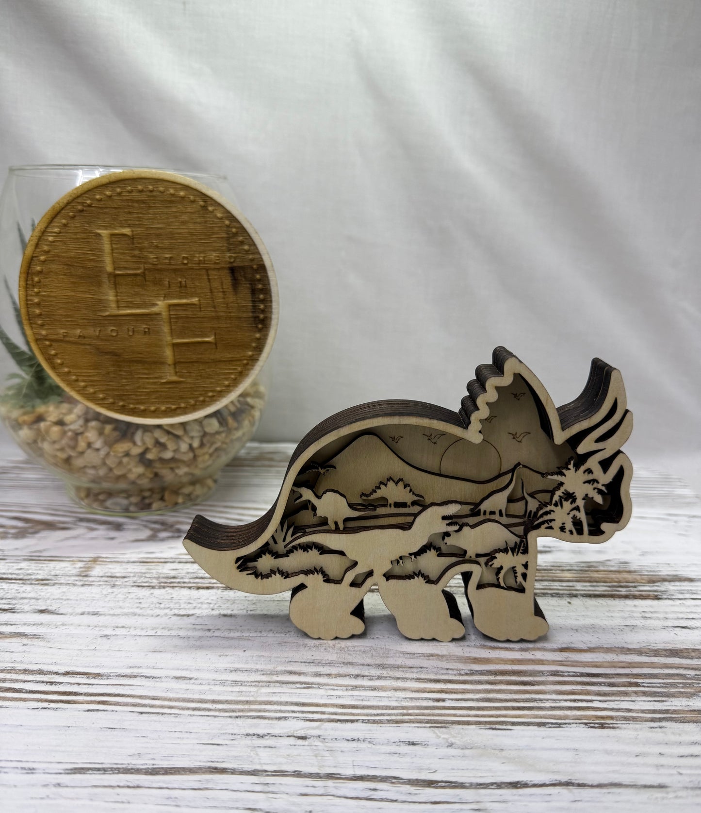 Triceratops Multilayer Wood Decor