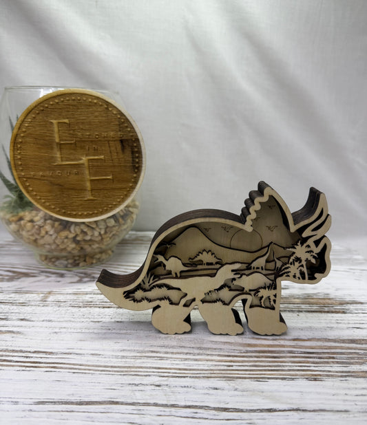 Triceratops Multilayer Wood Decor