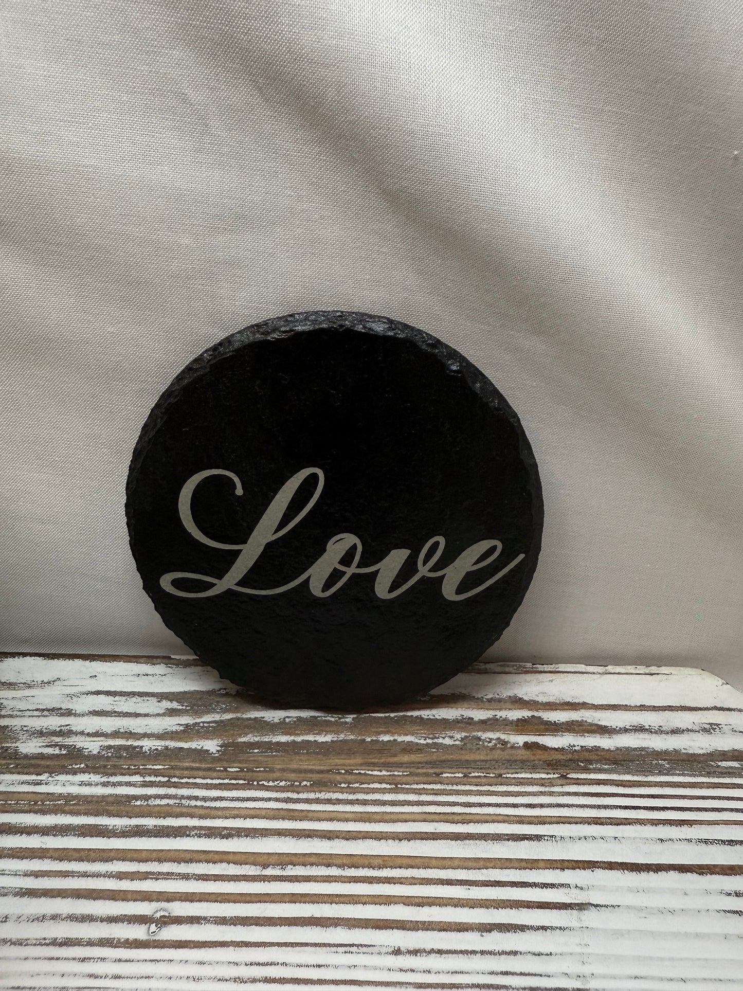 Love Laser Engraved Slate Coaster