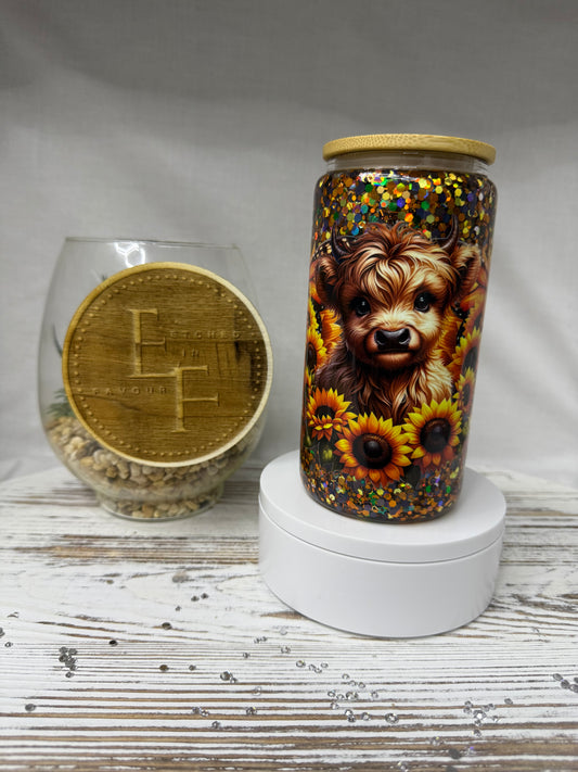 Sunflower Cow Snow Globe Tumbler
