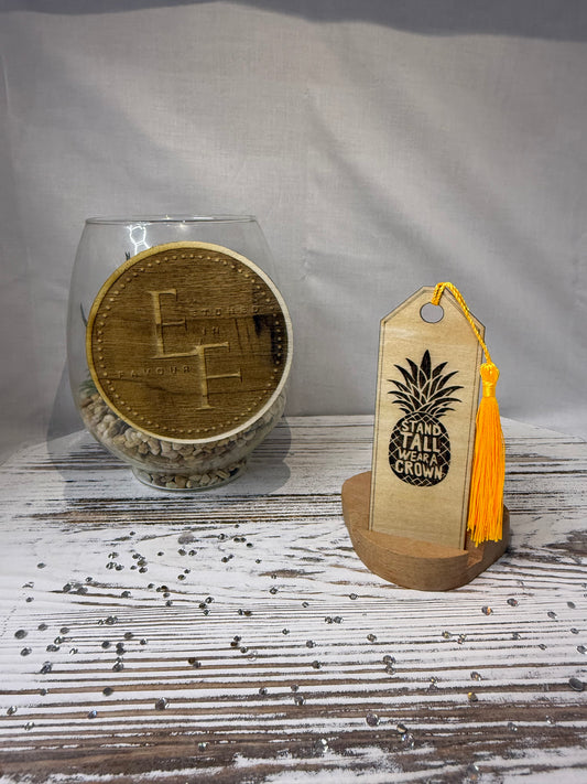 Stand Tall Wear a Crown Pineapple - Laser Engraved Wood Bookmark