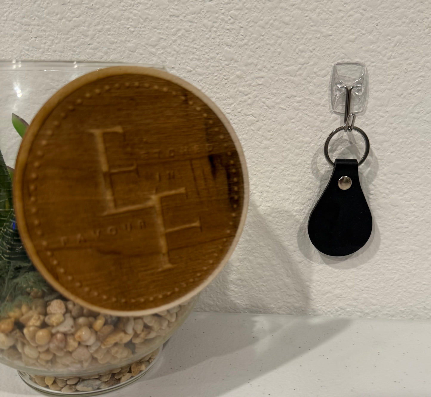 Custom Black Leatherette Keychain