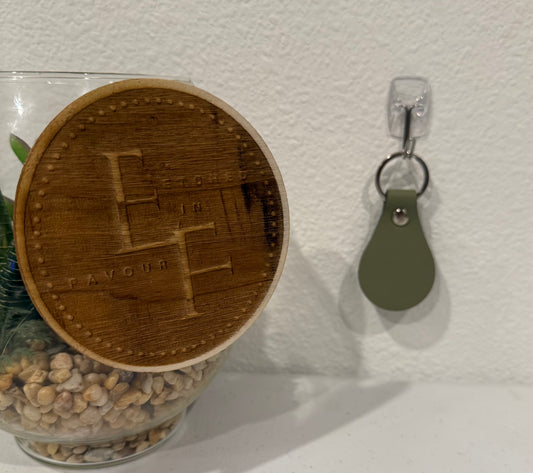 Custom Olive Green Leatherette Keychain