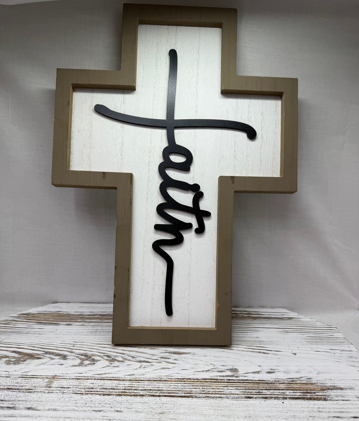 Faith Cross  – Framed Wood Sign