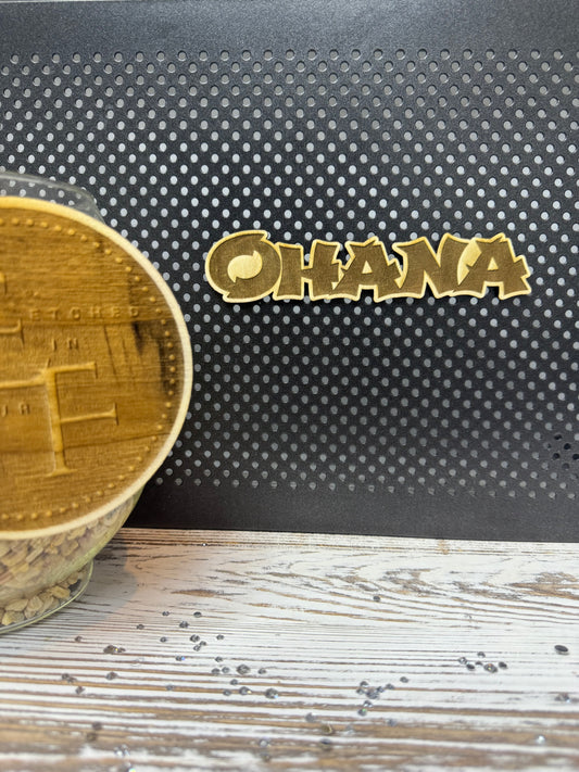 Ohana Laser Engraved Wood Magnet