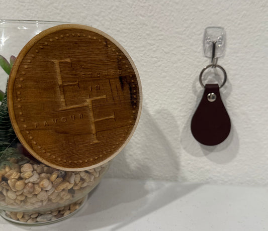 Custom Dark Brown Leatherette Keychain