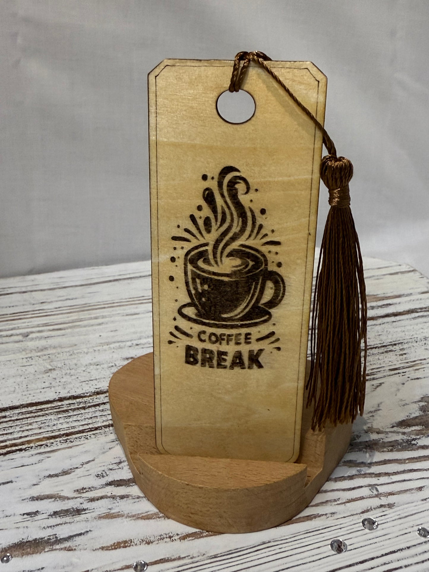 Coffee Break - Laser Engraved Wood Bookmark