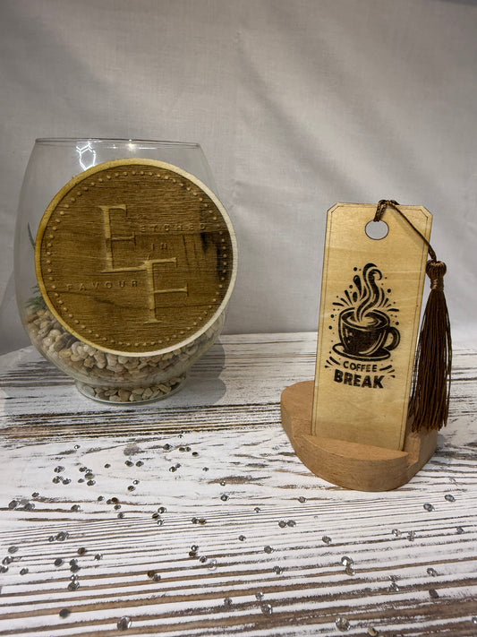Coffee Break - Laser Engraved Wood Bookmark